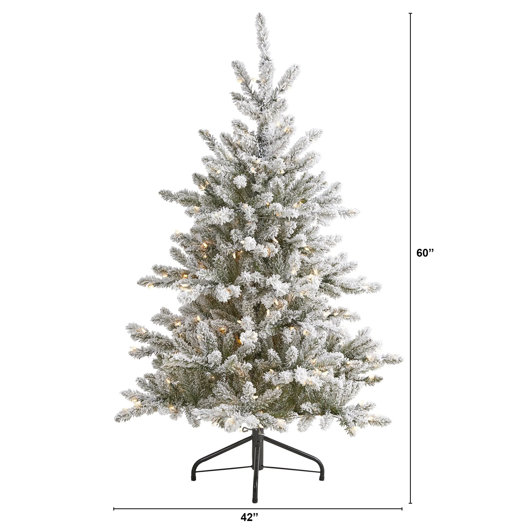 5’ Flocked West Virginia Spruce Artificial Christmas Tree with 200 Clear Lights and 604 Bendable Branches - Image 2
