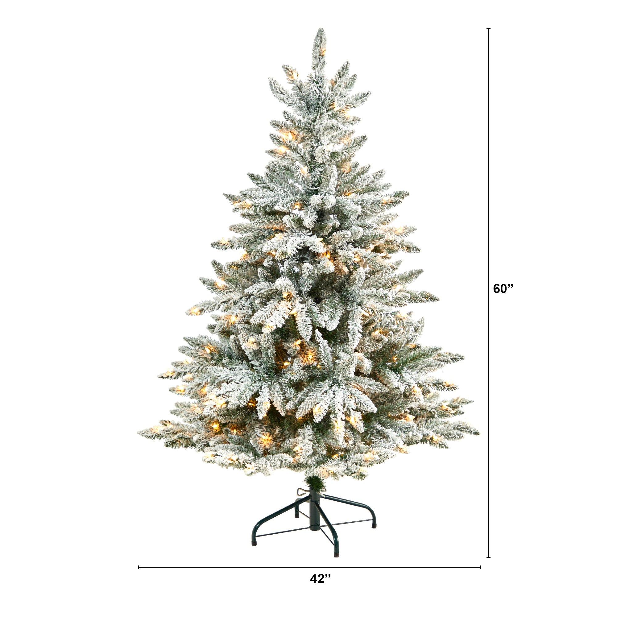 5’ Flocked West Virginia Spruce Christmas Tree with 200 Clear Lights and 604 Bendable Branches - Image 2