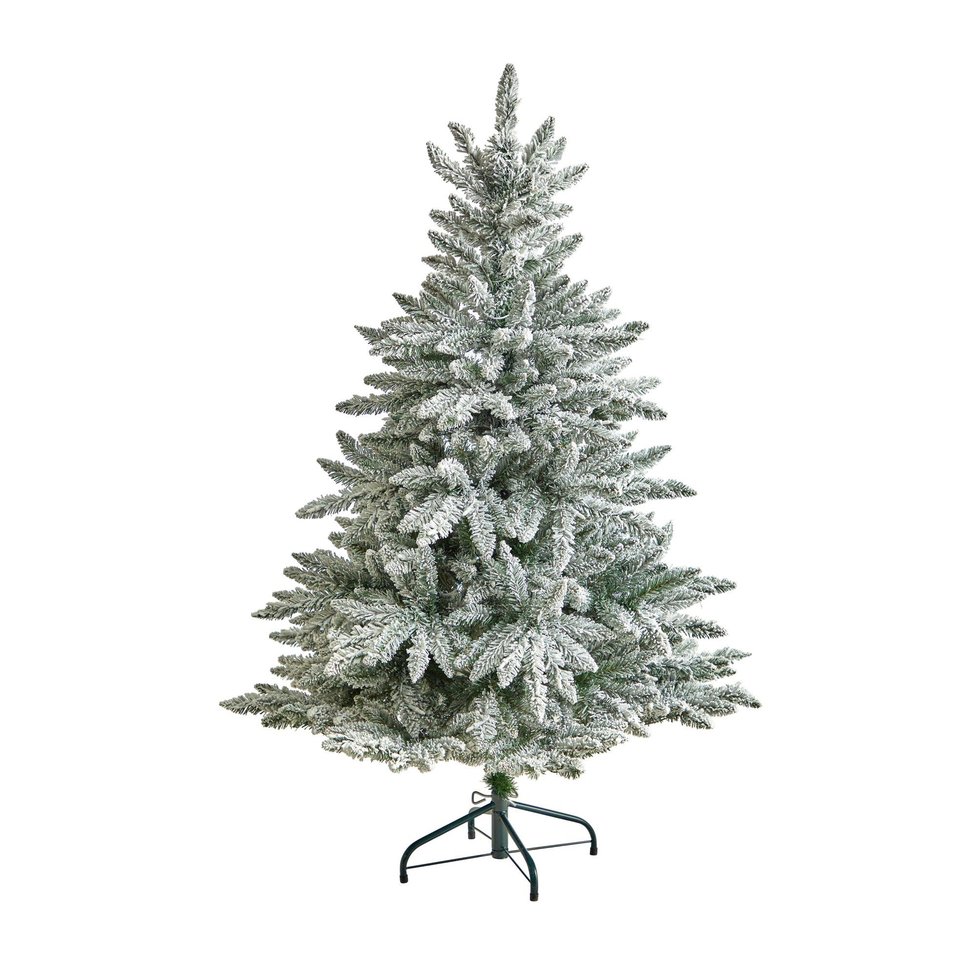 5’ Flocked West Virginia Spruce Christmas Tree with 200 Clear Lights and 604 Bendable Branches - Image 3