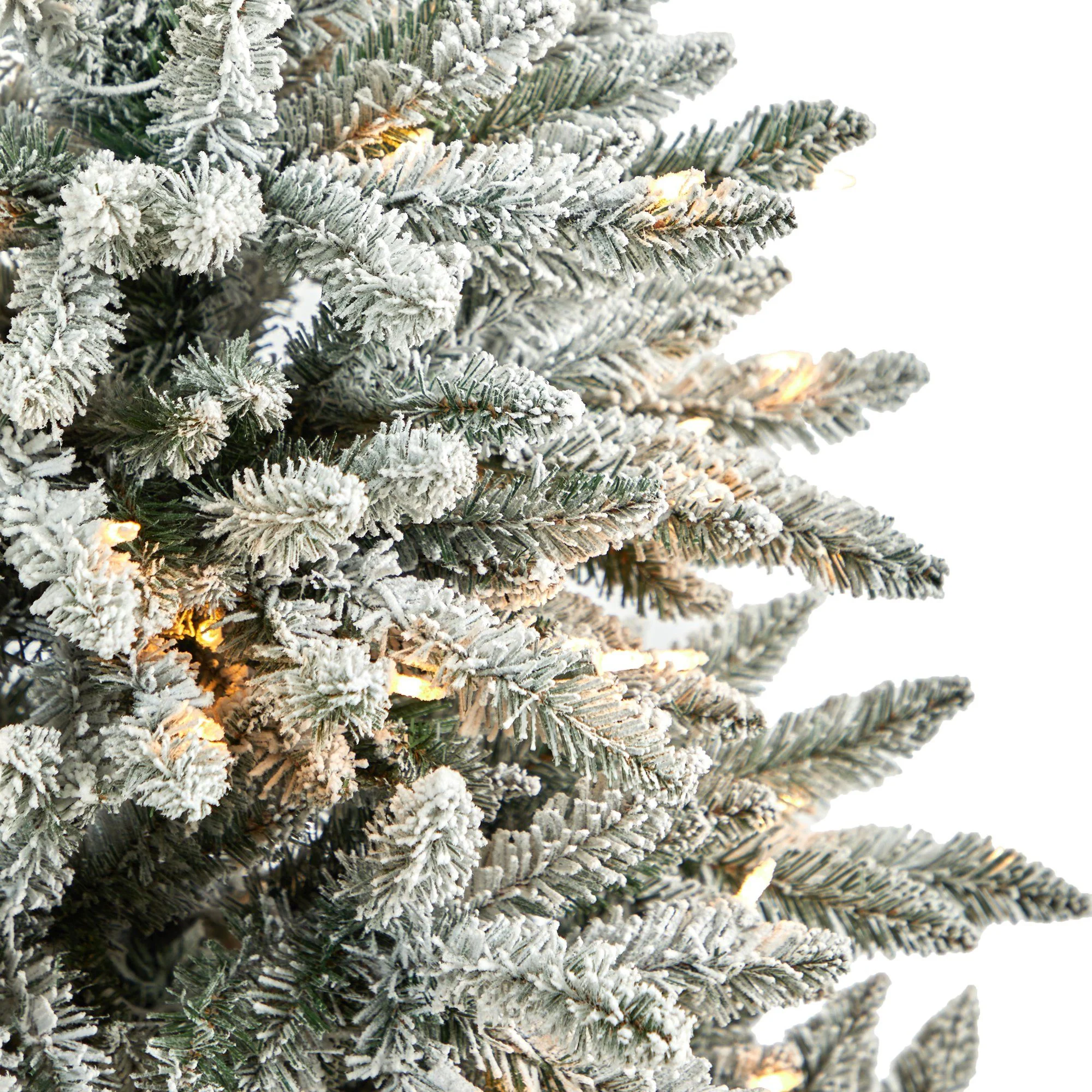 5’ Flocked West Virginia Spruce Christmas Tree with 200 Clear Lights and 604 Bendable Branches - Image 4