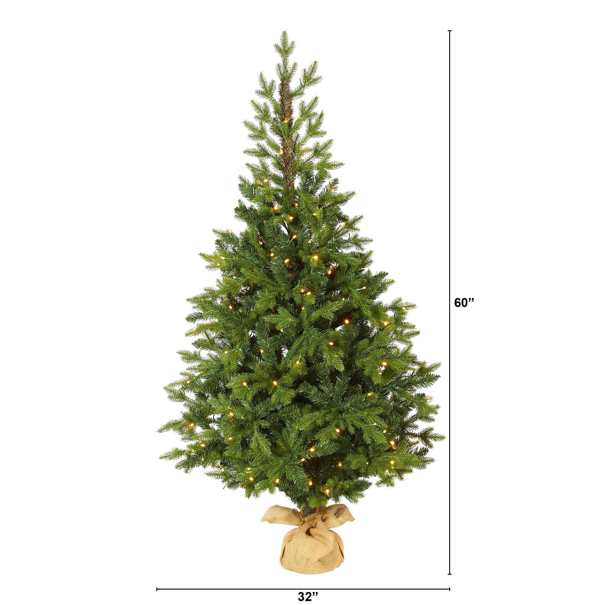 5’ Fraser Fir “Natural Look” Artificial Christmas Tree with 190 Clear LED Lights, a Burlap Base and 1217 Bendable Branches - Image 2