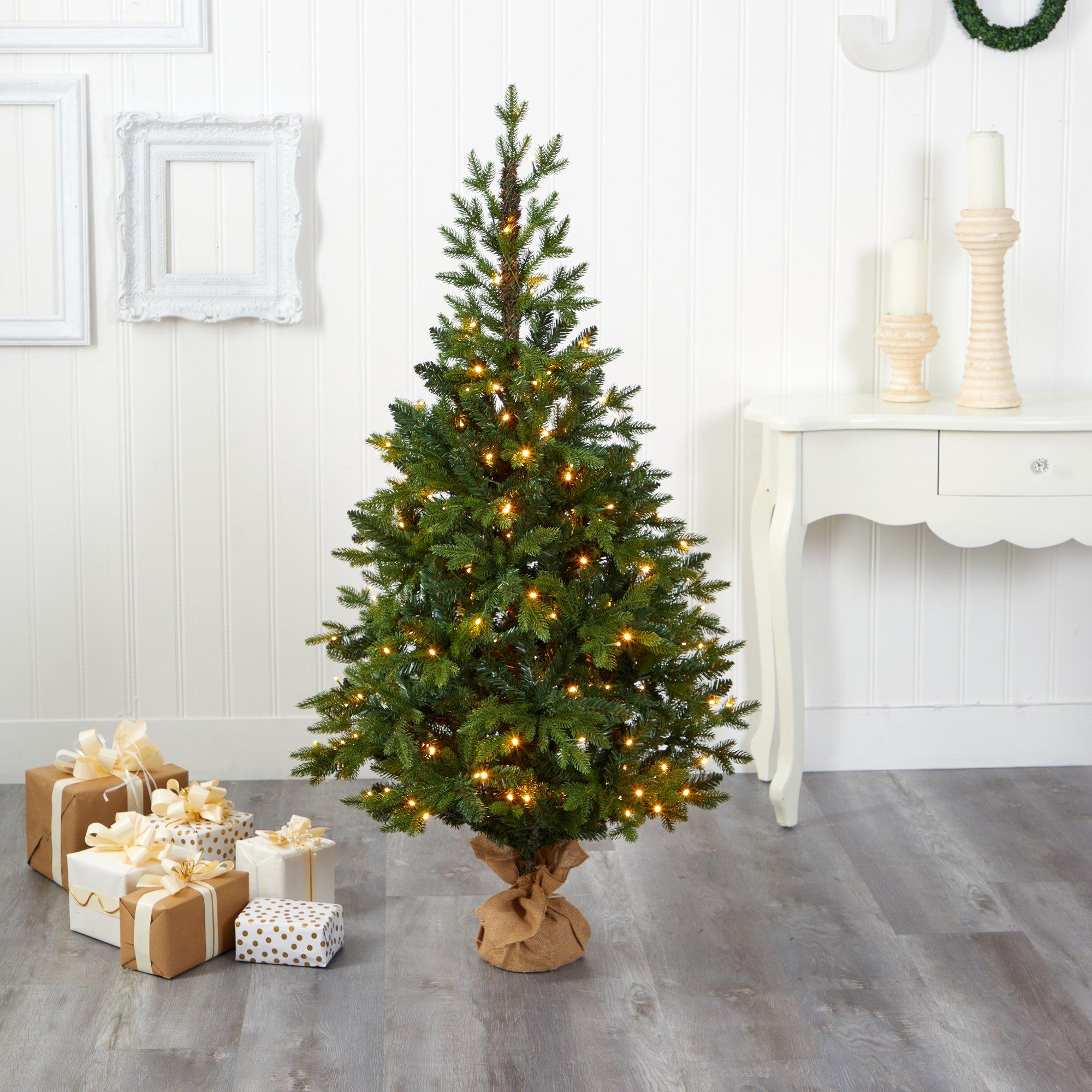5’ Fraser Fir “Natural Look” Artificial Christmas Tree with 190 Clear LED Lights, a Burlap Base and 1217 Bendable Branches - Image 5