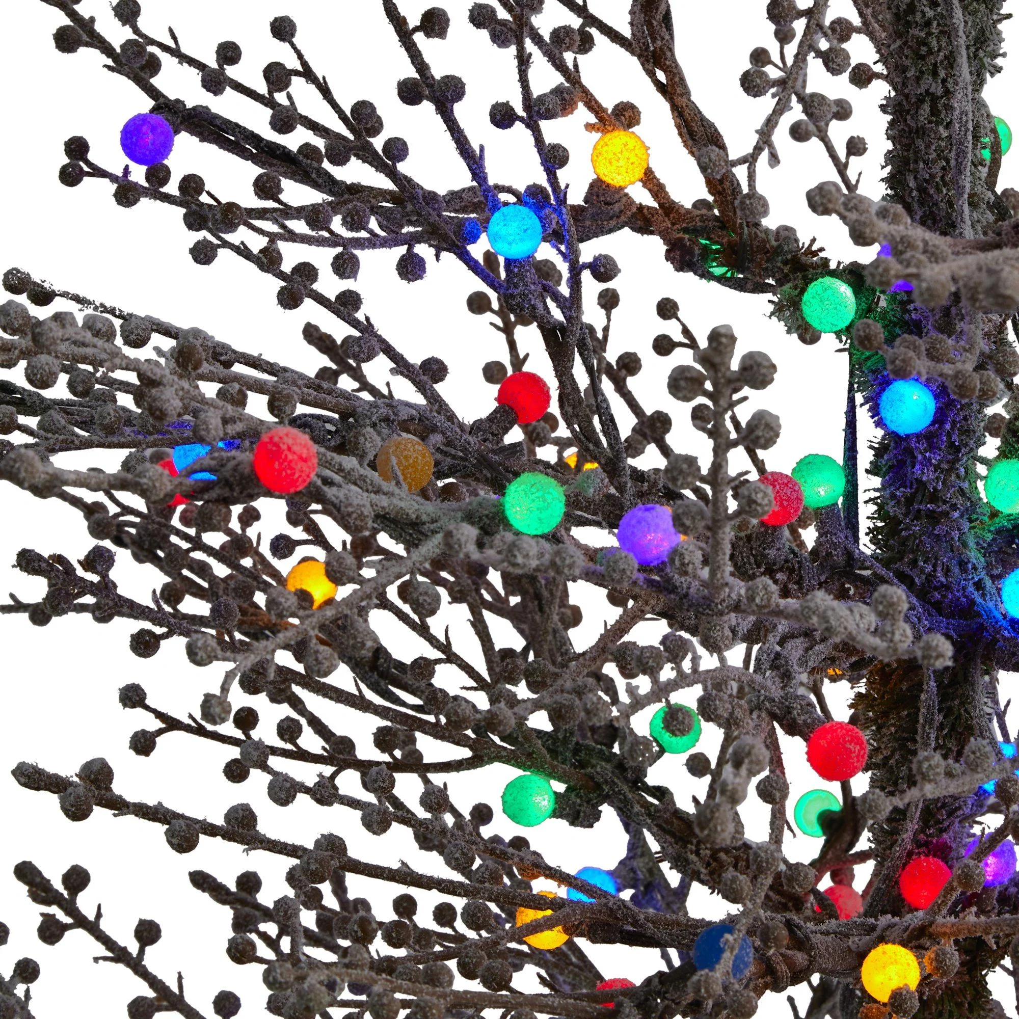 5' Frosted Berry Twig Artificial Christmas Tree with 200 Multicolored Gum Ball LED Lights and 386 Bendable Branches - Image 3