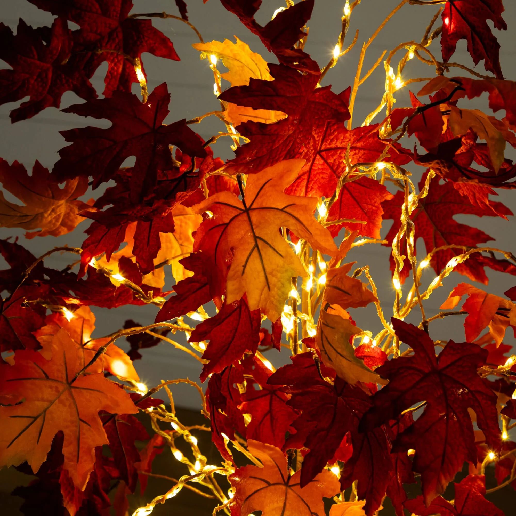5' Pre-Lit Autumn Weeping Maple Artificial Fall Tree with 240 Warm White LED Lights - Image 2