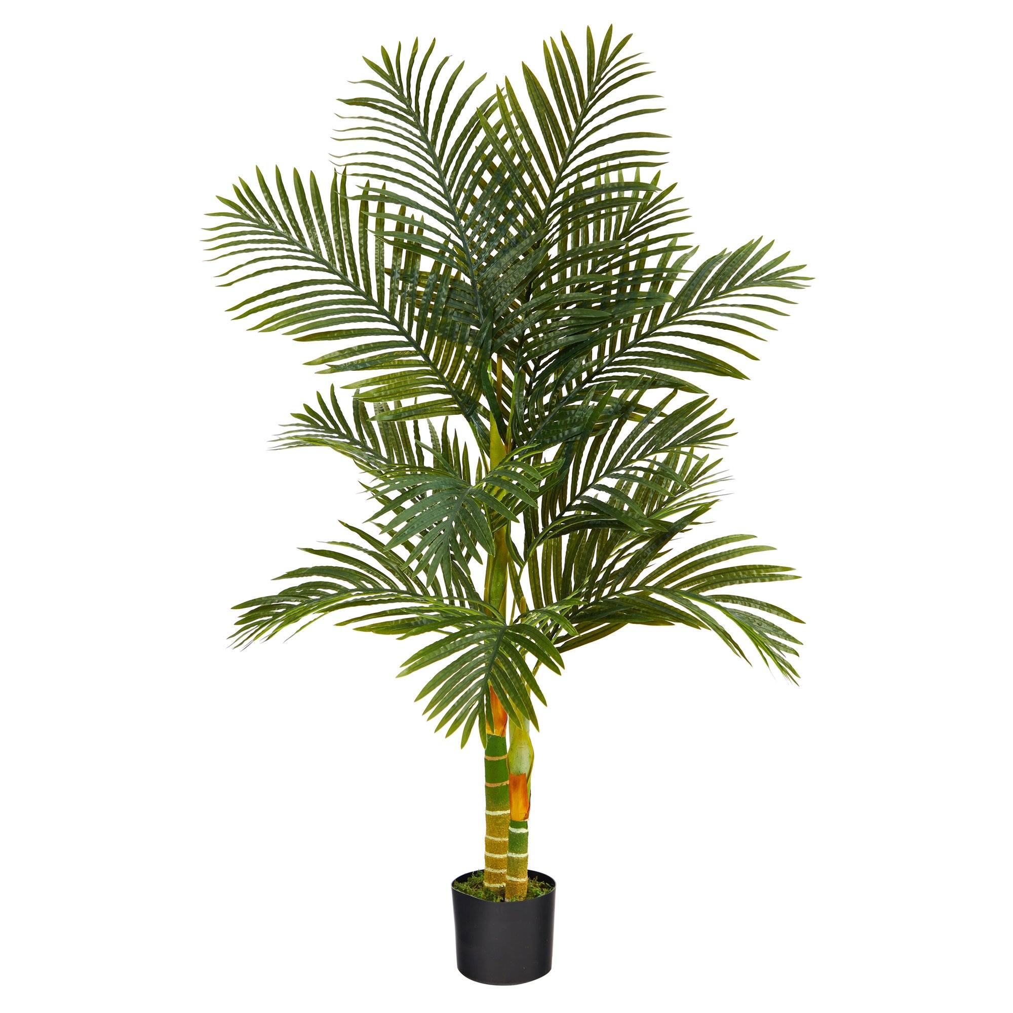 5’ Double Stalk Golden Cane Artificial Palm Tree - Image 7