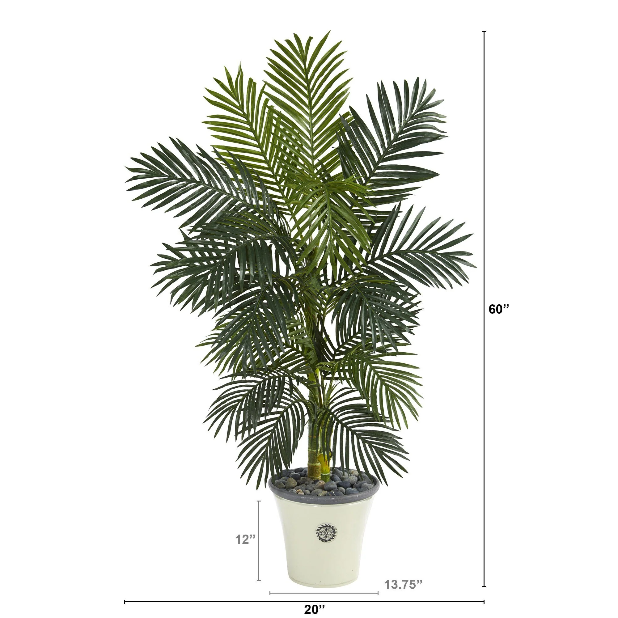 5’ Golden Cane Artificial Palm Tree in Decorative Planter - Image 2