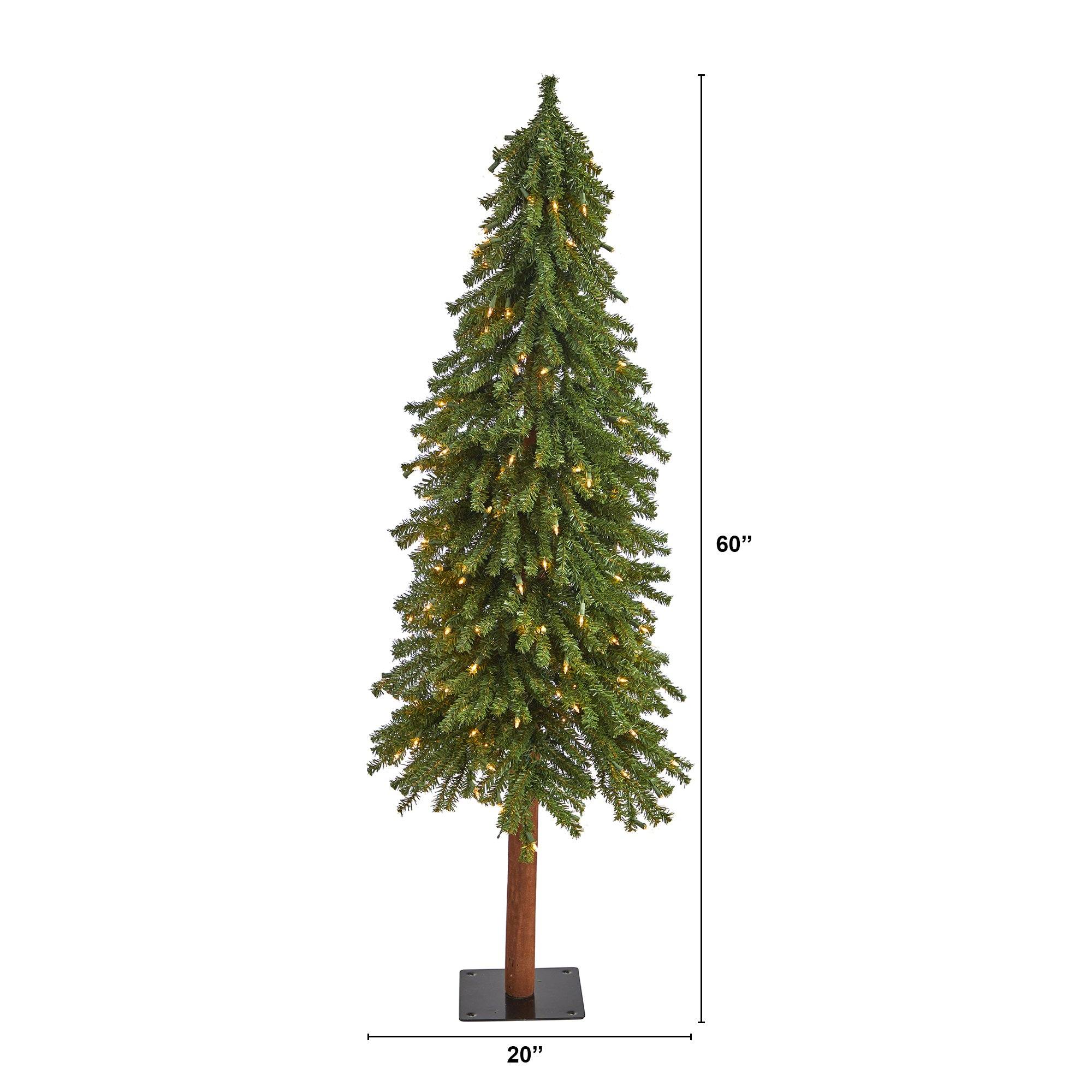 5’ Grand Alpine Artificial Christmas Tree with 200 Clear Lights and 469 Branches on Natural Trunk - Image 4