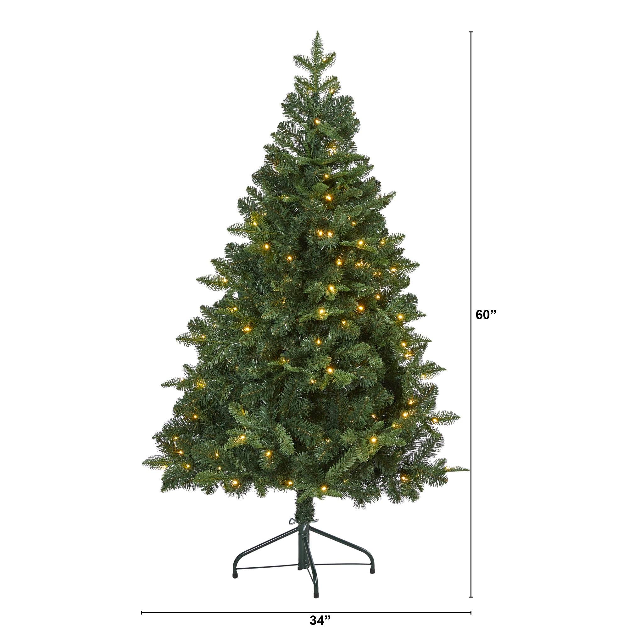 5’ Grand Teton Spruce Flat Back Artificial Christmas Tree with 120 Clear LED Lights and 514 Bendable Branches - Image 2
