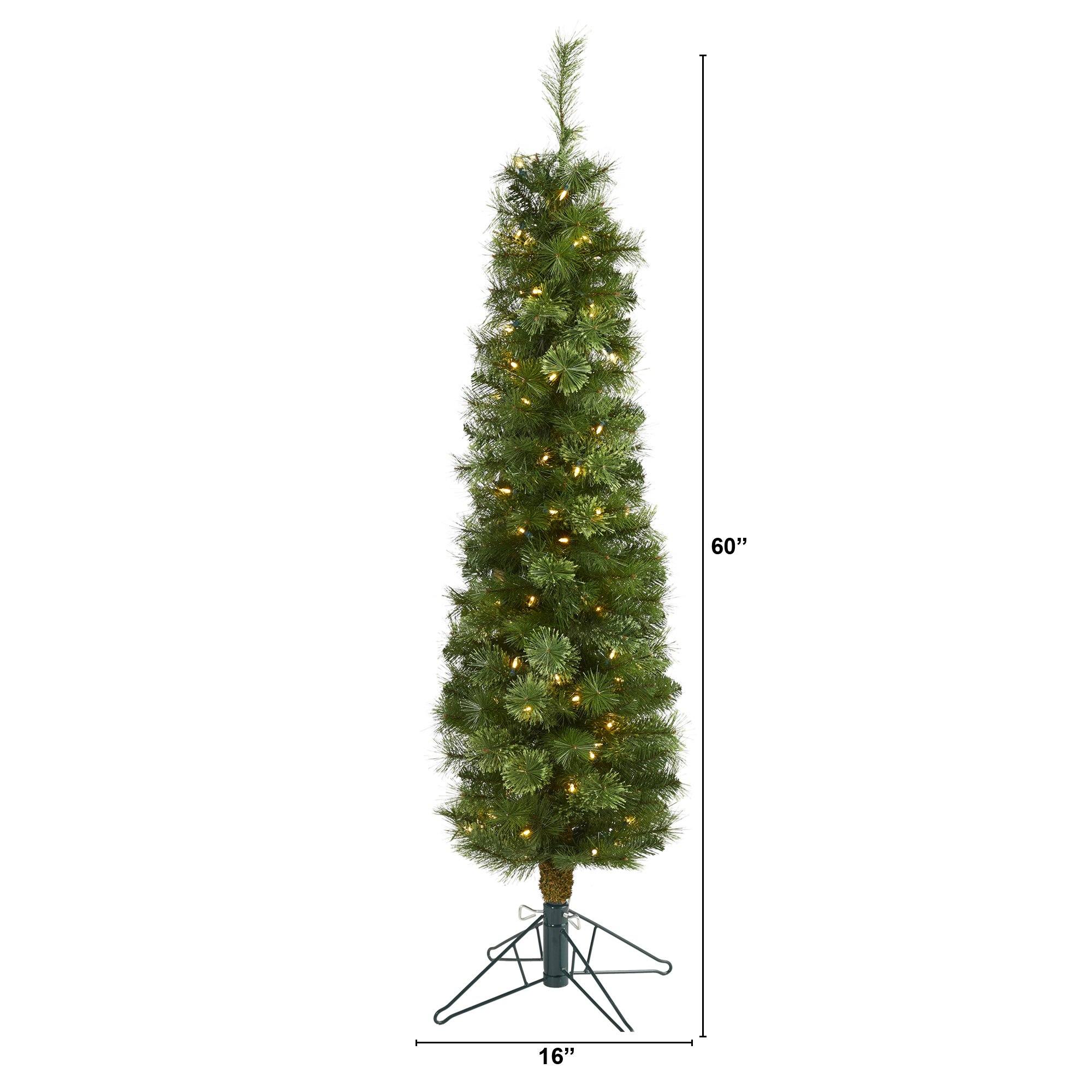 5' Green Pencil Artificial Christmas Tree with 100 Clear (Multifunction) LED Lights and 198 Bendable Branches - Image 2