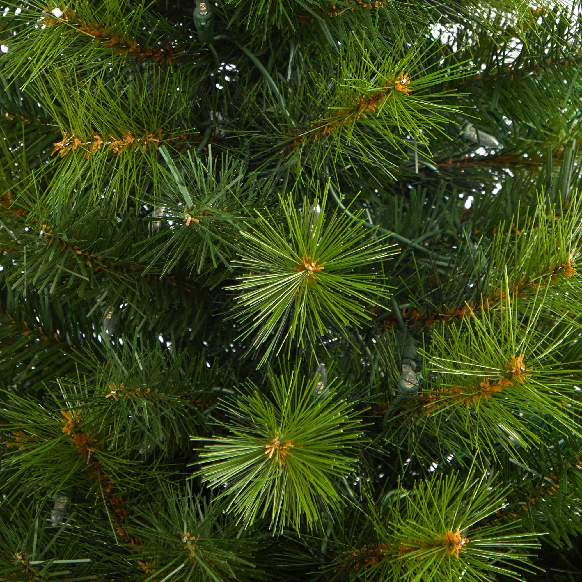 5’ Green Valley Pine Artificial Christmas Tree with 100 Warm White LED Lights and 201 Bendable Branches in Bronze Metal Planter - Image 5