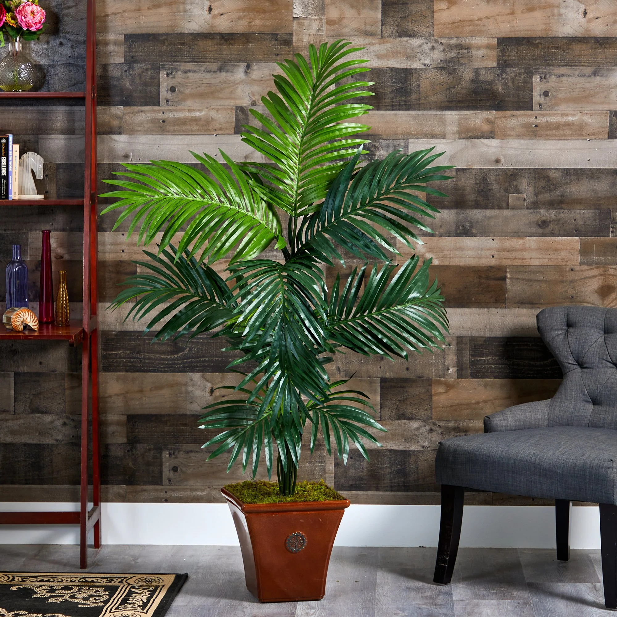 5’ Kentia Artificial Palm Tree in Brown Planter - Image 3