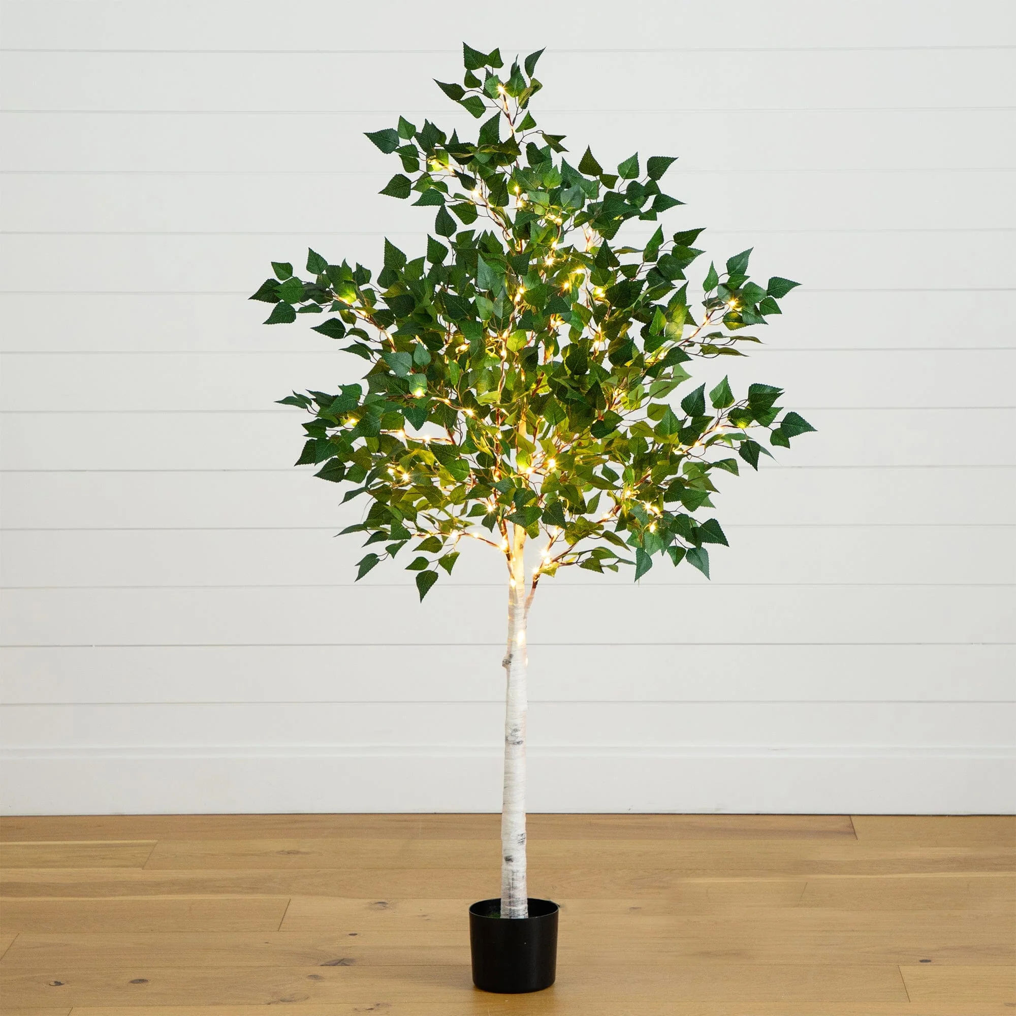 5’ Lighted Artificial Birch Tree with 180 Warm White LED Lights