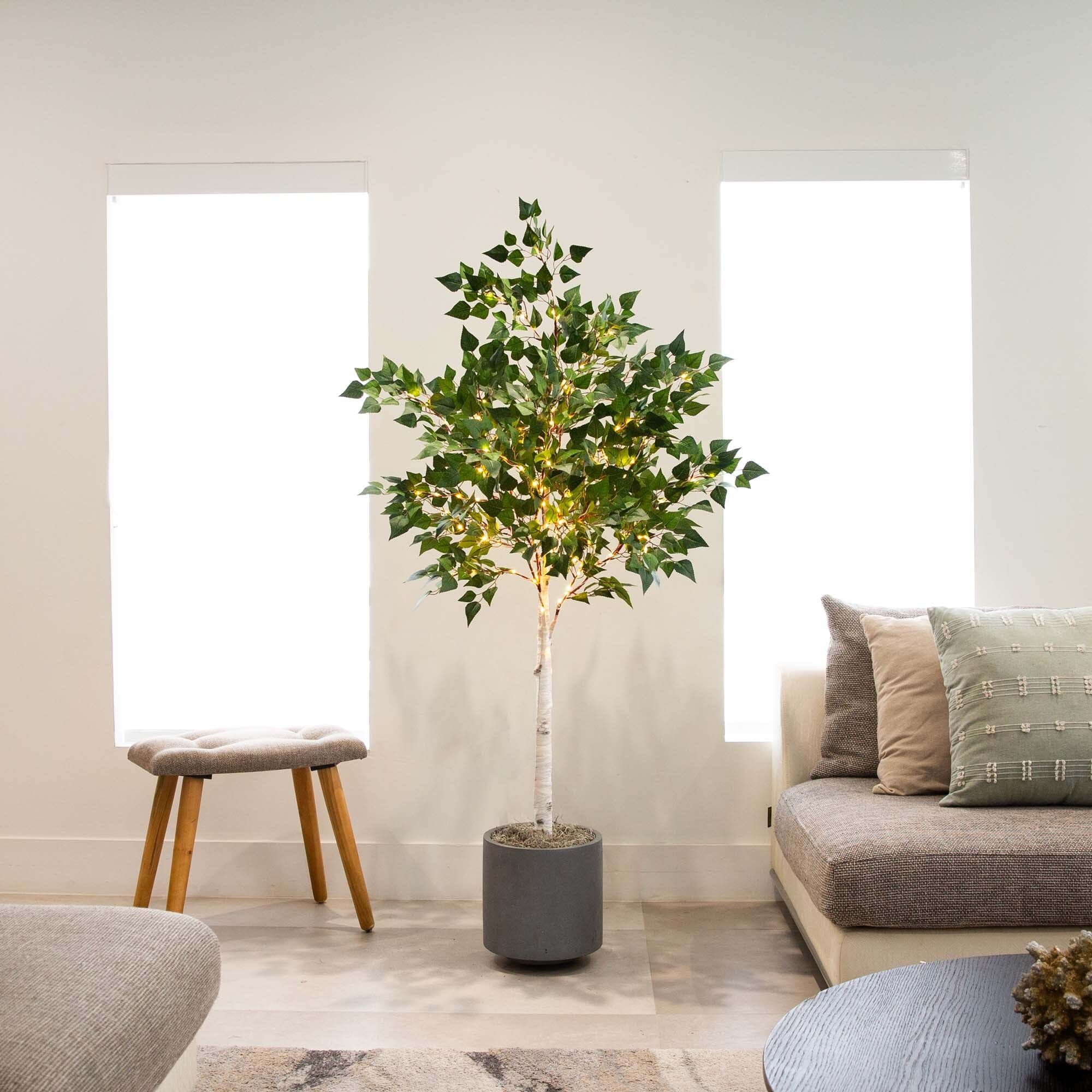 5’ Lighted Artificial Birch Tree with 180 Warm White LED Lights - Image 3