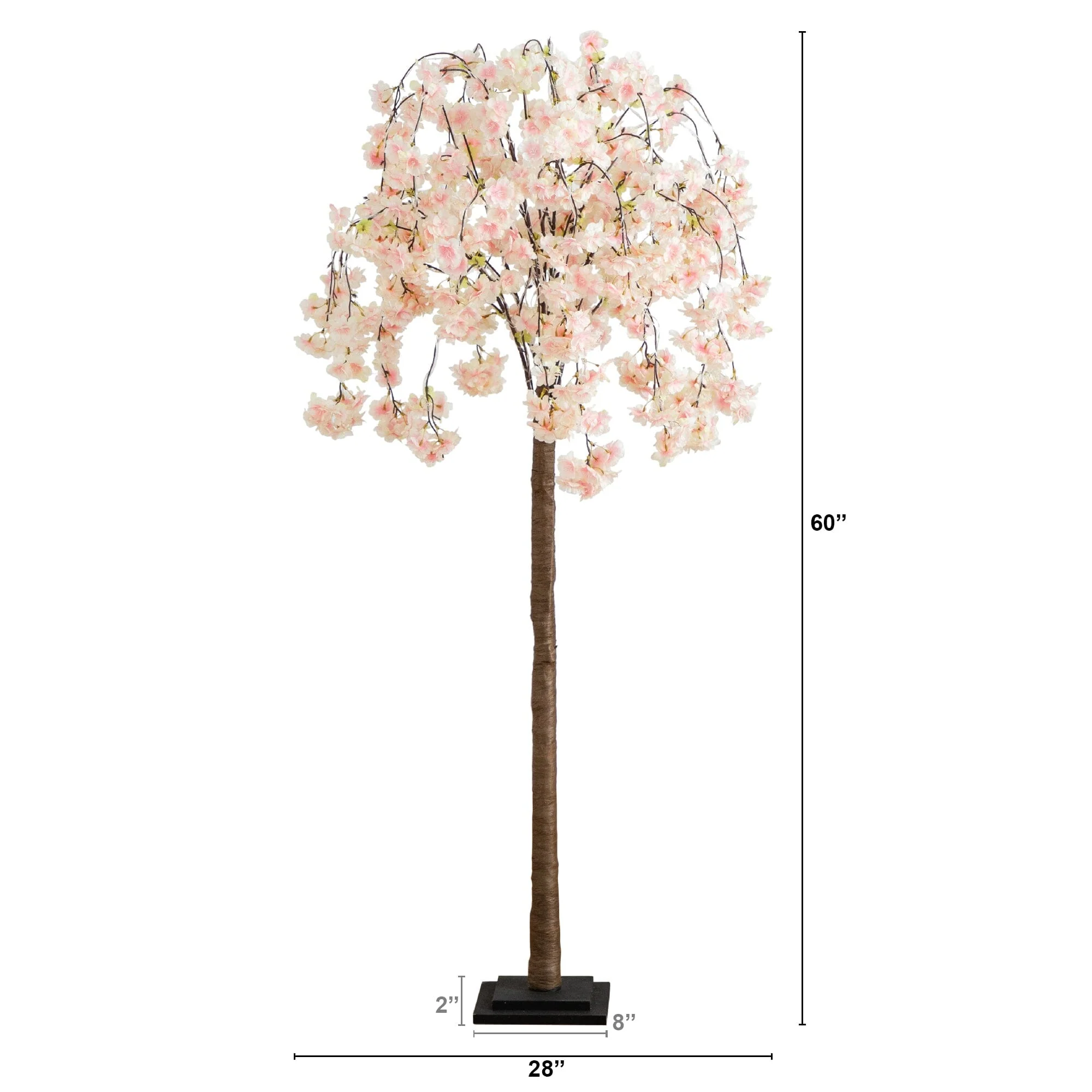 5’ Lighted Artificial Cascading Cherry Blossom Tree with 320 Warm White LED Lights - Image 7