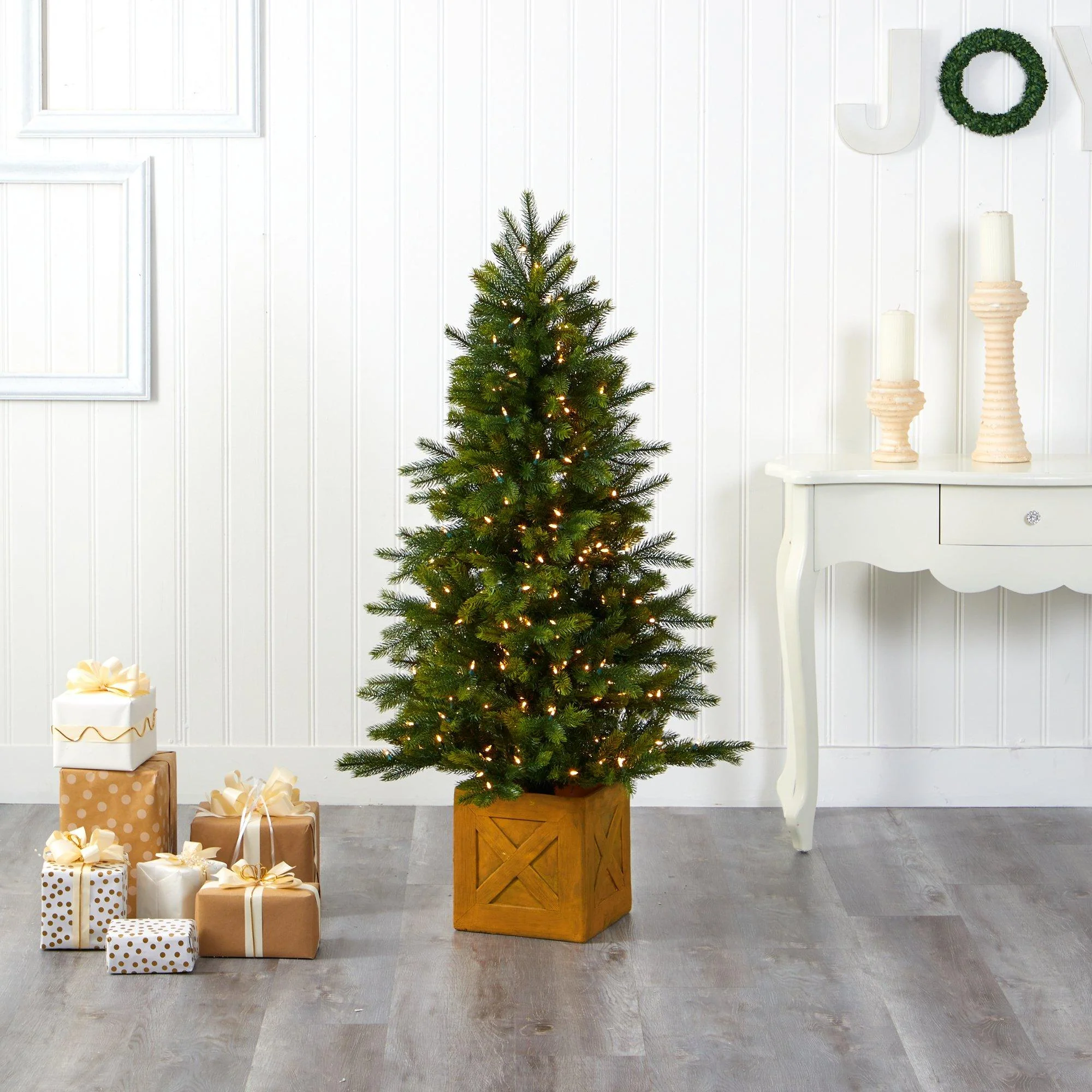 5' Manchester Fir Artificial Christmas Tree in Decorative Planter with 250 Clear Warm (Multifunction) LED Lights and 366 Bendable Branches - Image 6