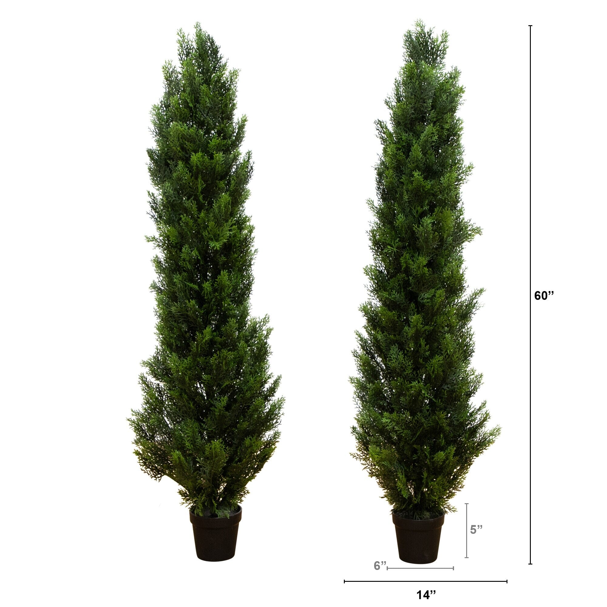 5' Mini Cedar Pine Tree UV Resistant (Indoor/Outdoor) - Set of 2 - Image 3