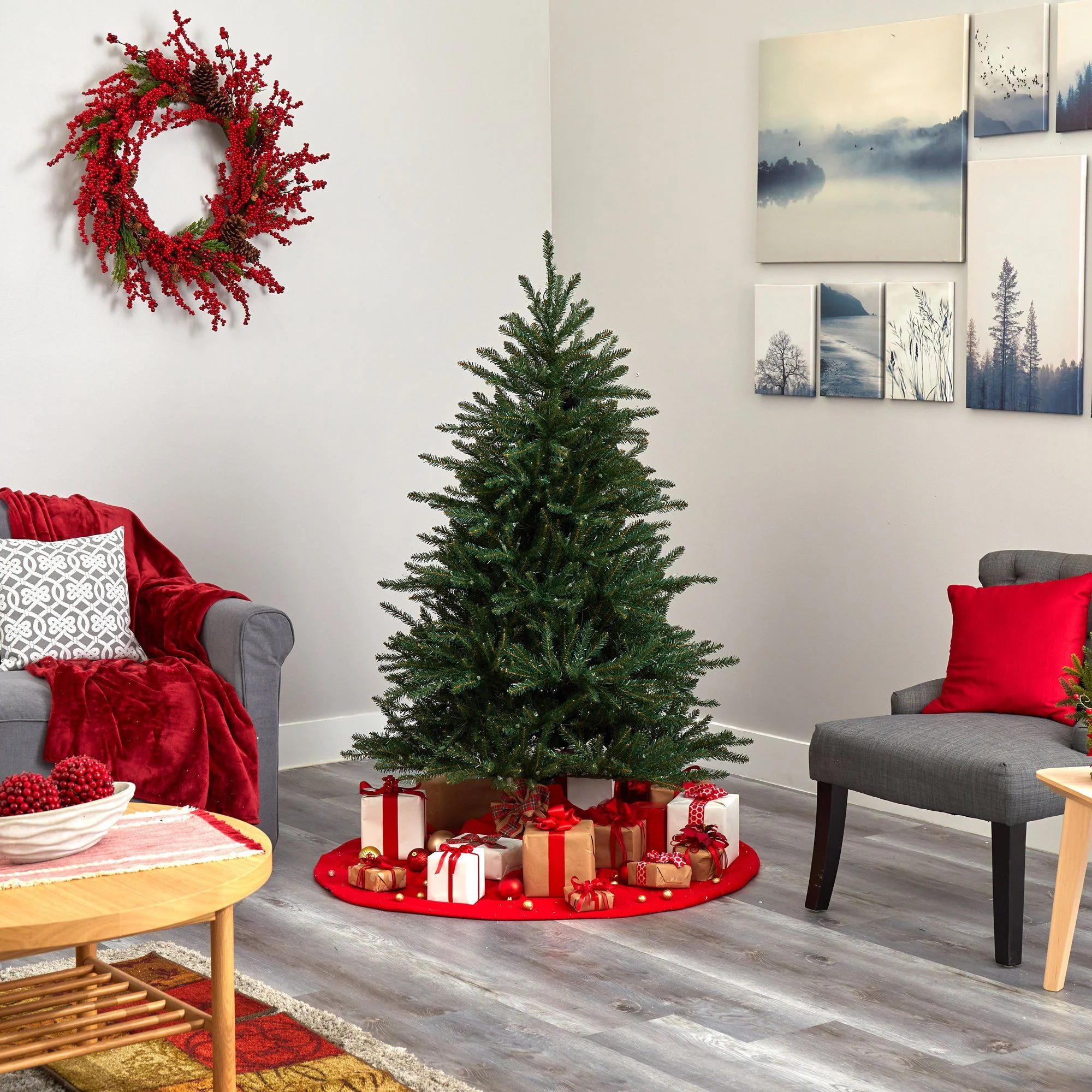 5’ Napa Valley Fir Artificial Chrstmas Tree with 350 Clear Lights and 1107 Bendable Branches - Image 7