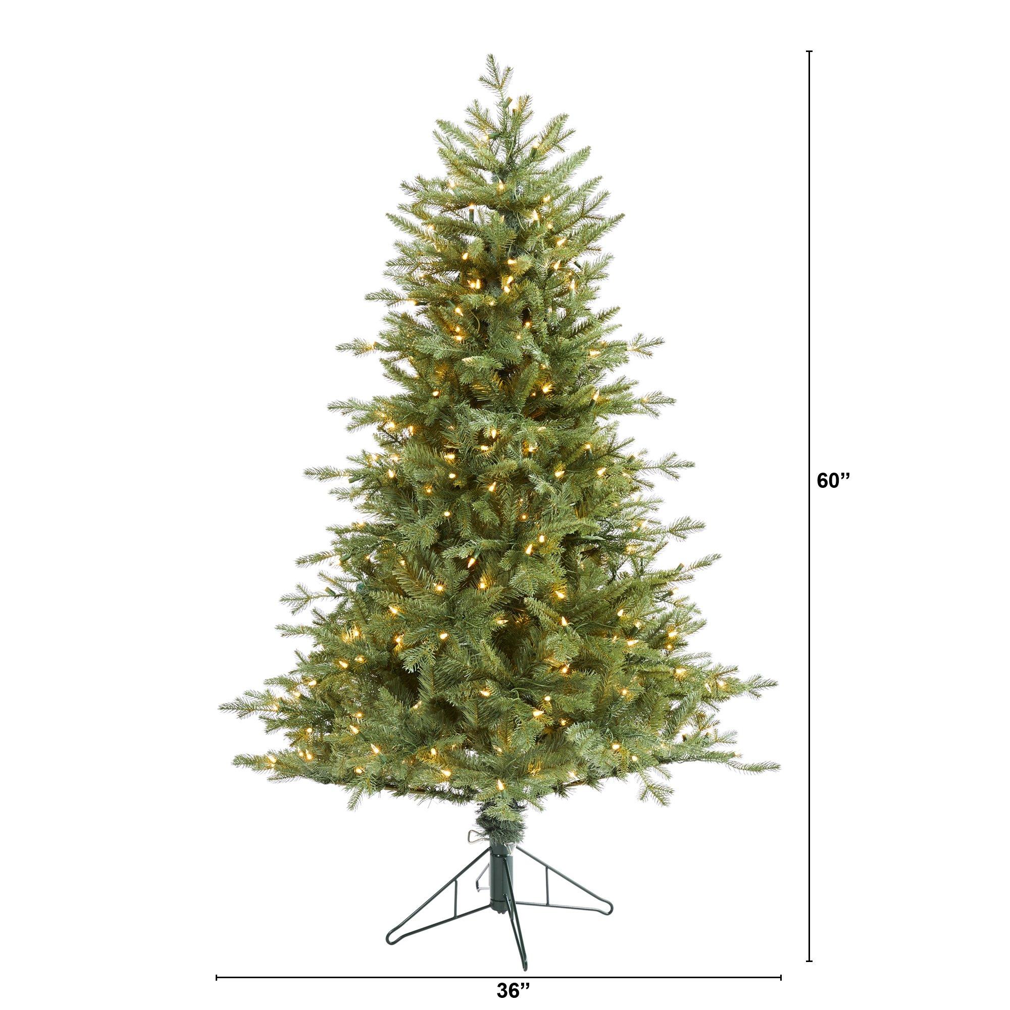 5' New Hampshire Spruce Artificial Christmas Tree with 300 Warm White Lights and 618 Bendable Branches - Image 2