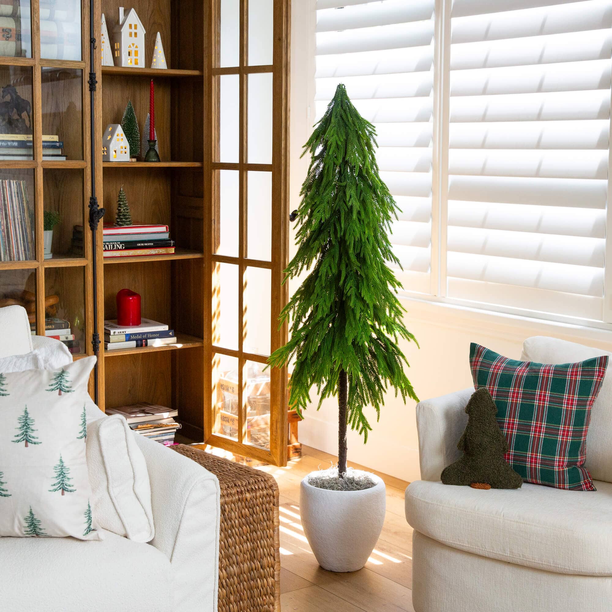 5' Artificial Real Touch Down Swept Norfolk Pine Tree with Natural Look - Image 6