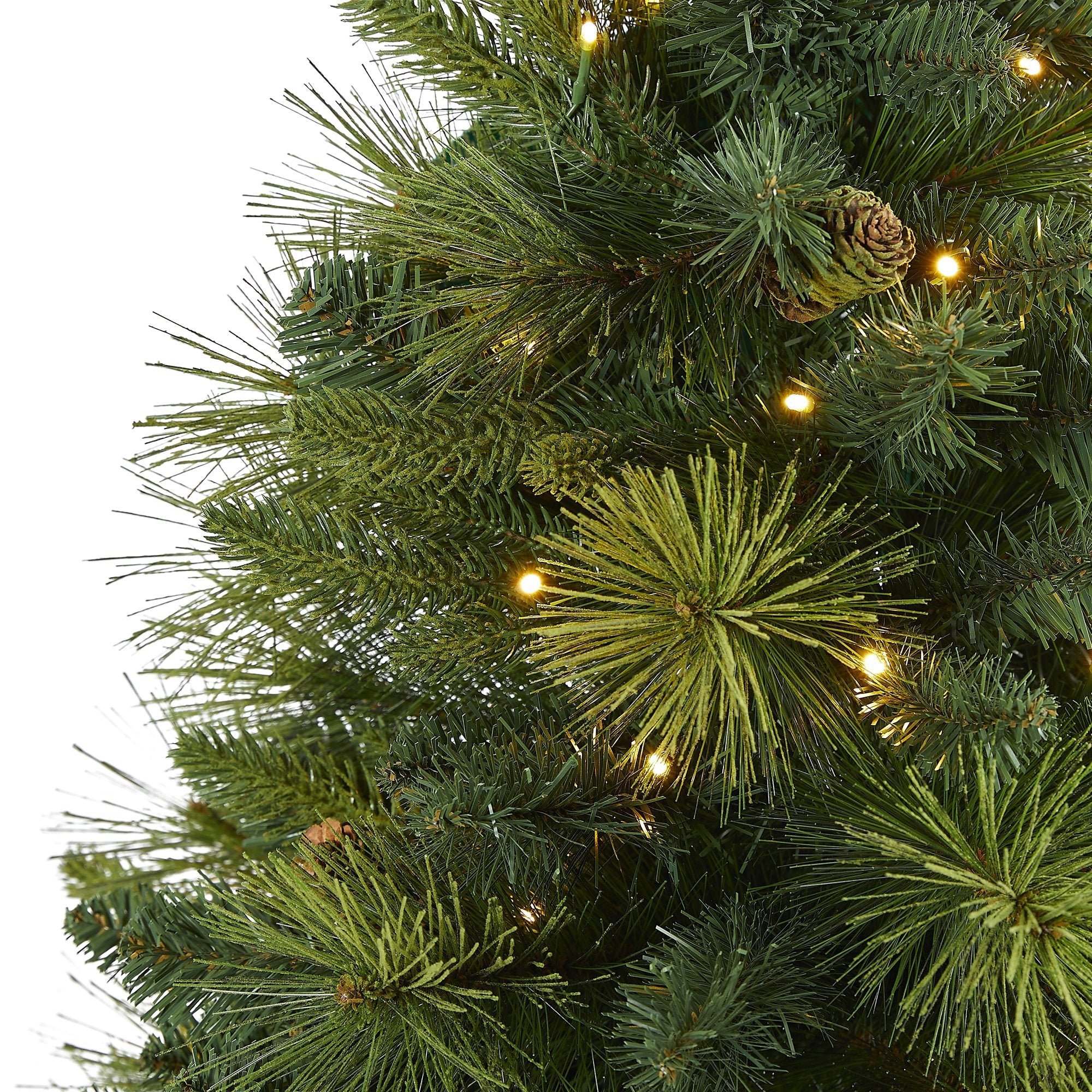 5’ North Carolina Mixed Pine Artificial Christmas Tree with 200 Warm White LED Lights, 711 Bendable Branches and Pinecones - Image 3