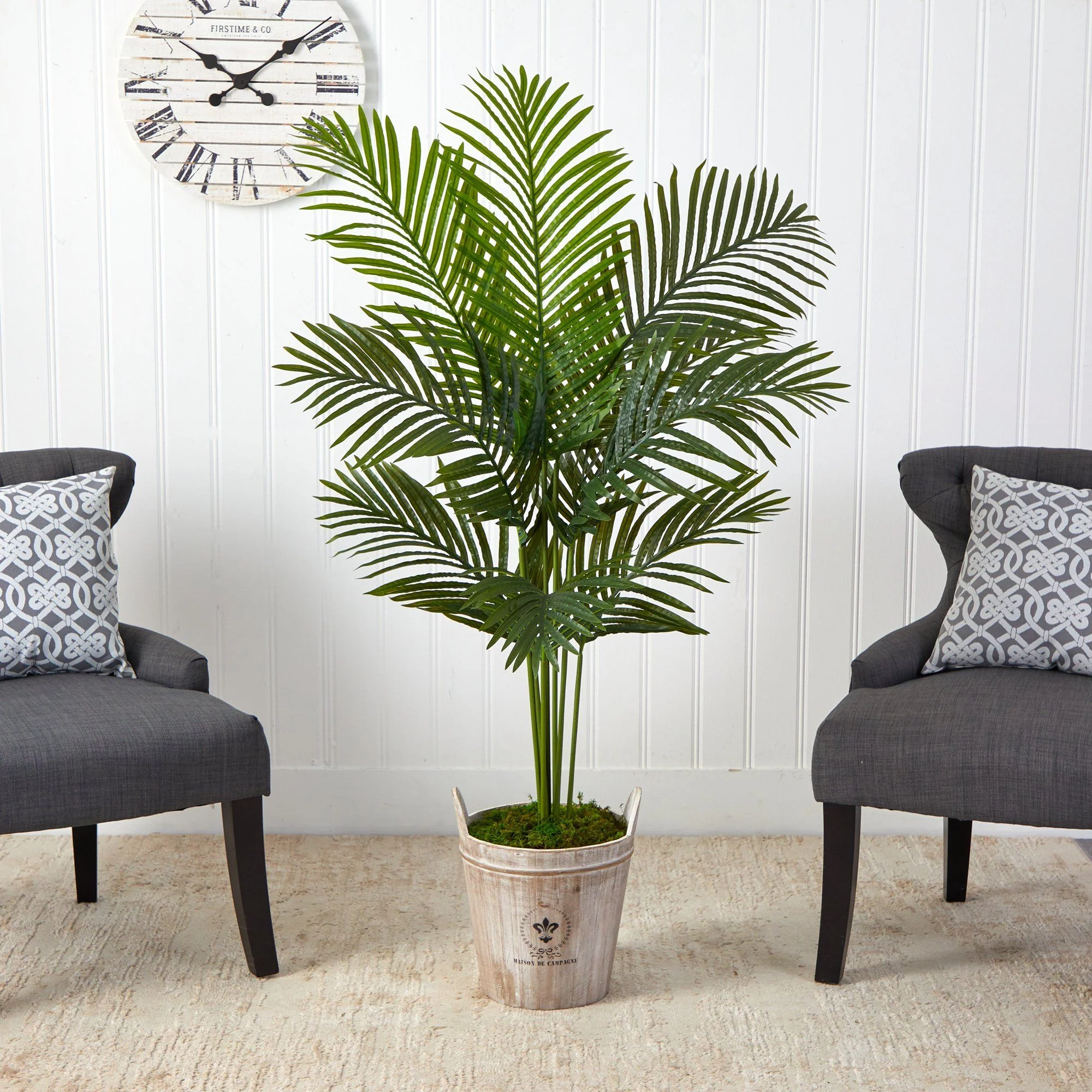 5’ Paradise Palm Artificial Tree in Farmhouse Planter - Image 3