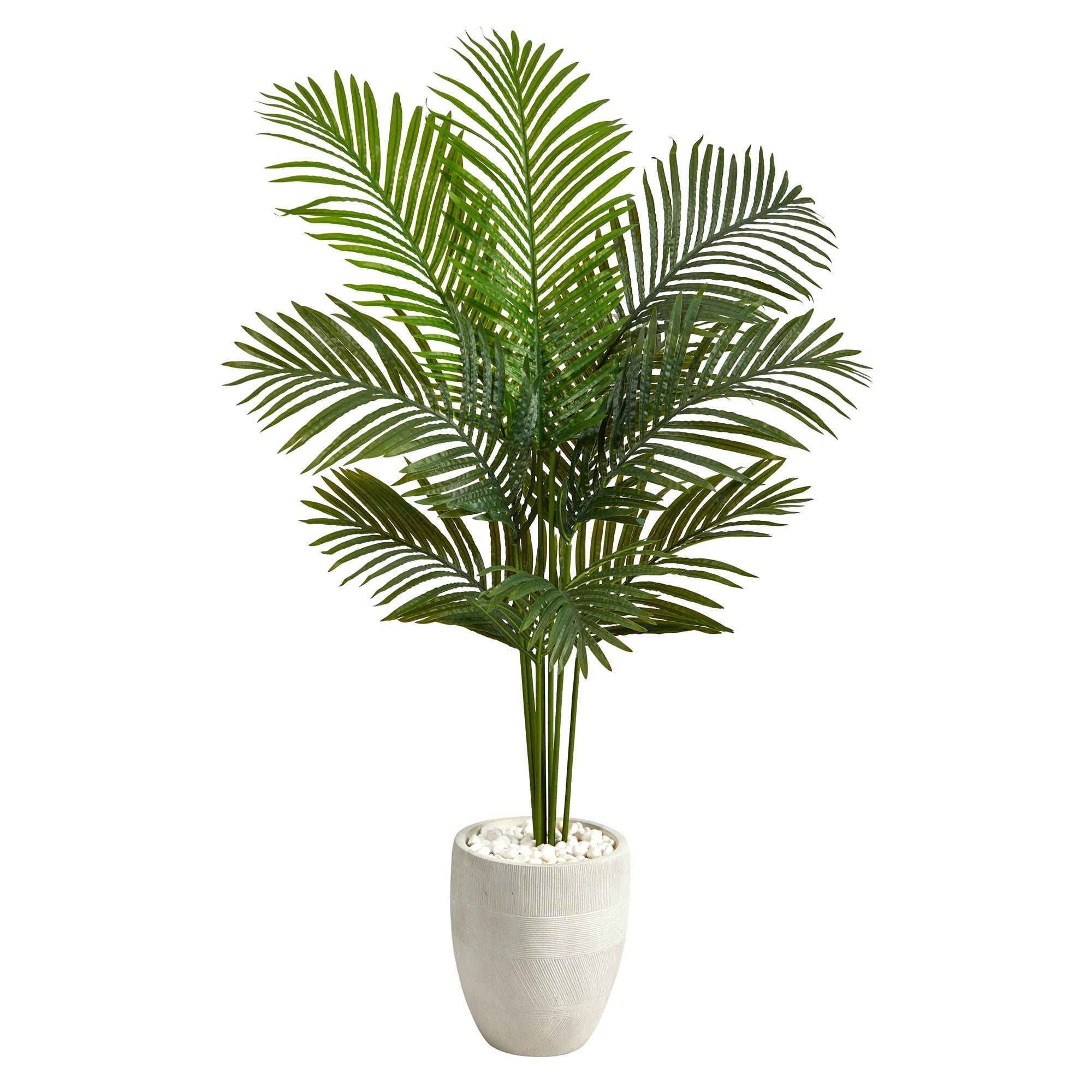 5’ Artificial Paradise Palm Tree in White Planter