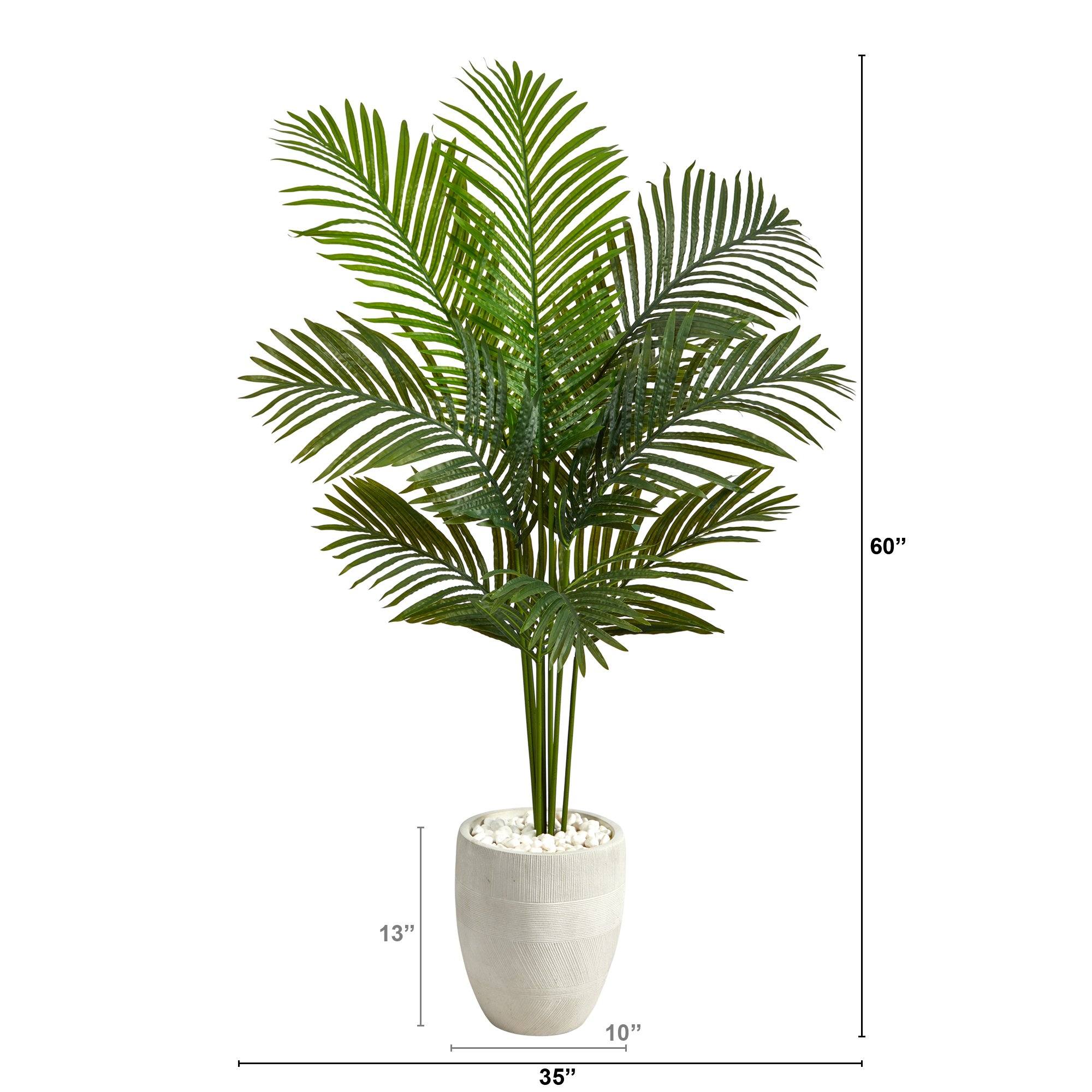 5’ Artificial Paradise Palm Tree in White Planter - Image 2