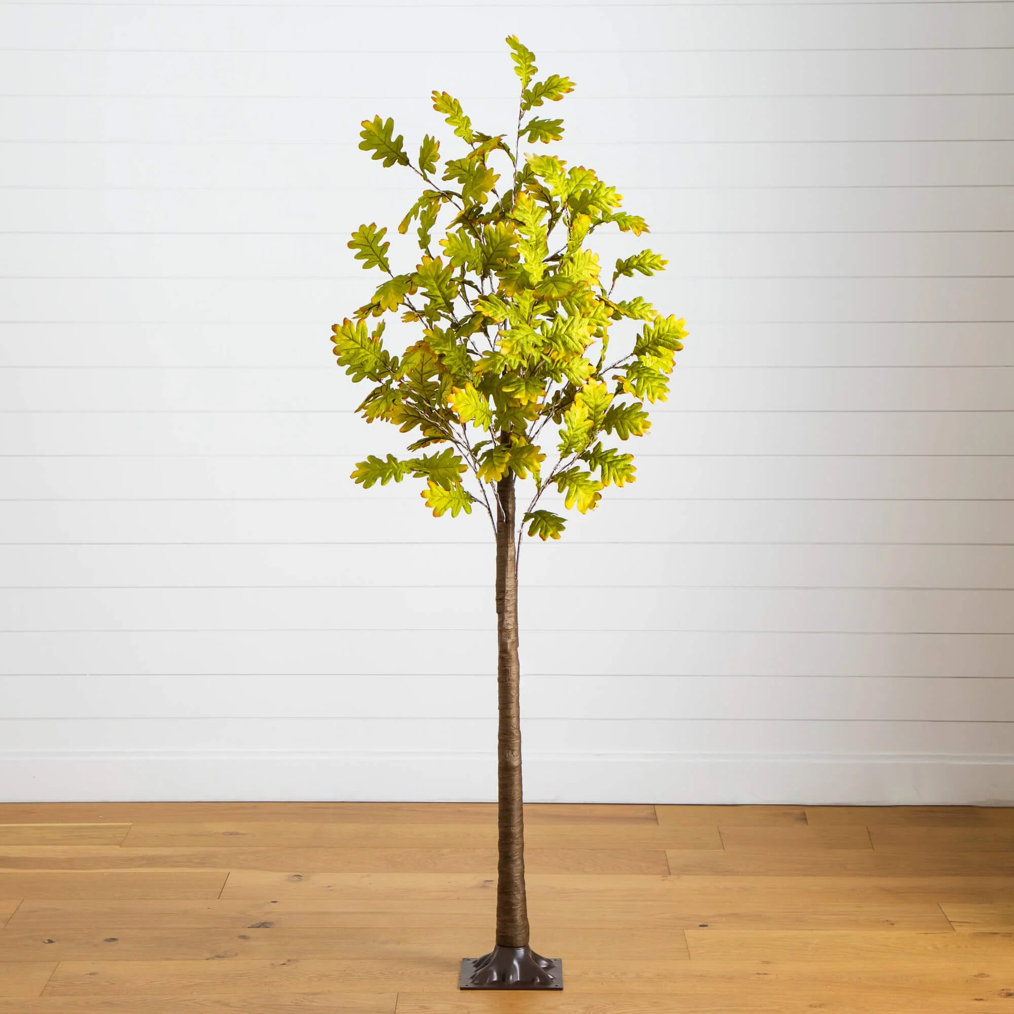 5' Pre-Lit Green Autumn Oak Artificial Fall Tree with 200 Warm White LED Lights - Image 7