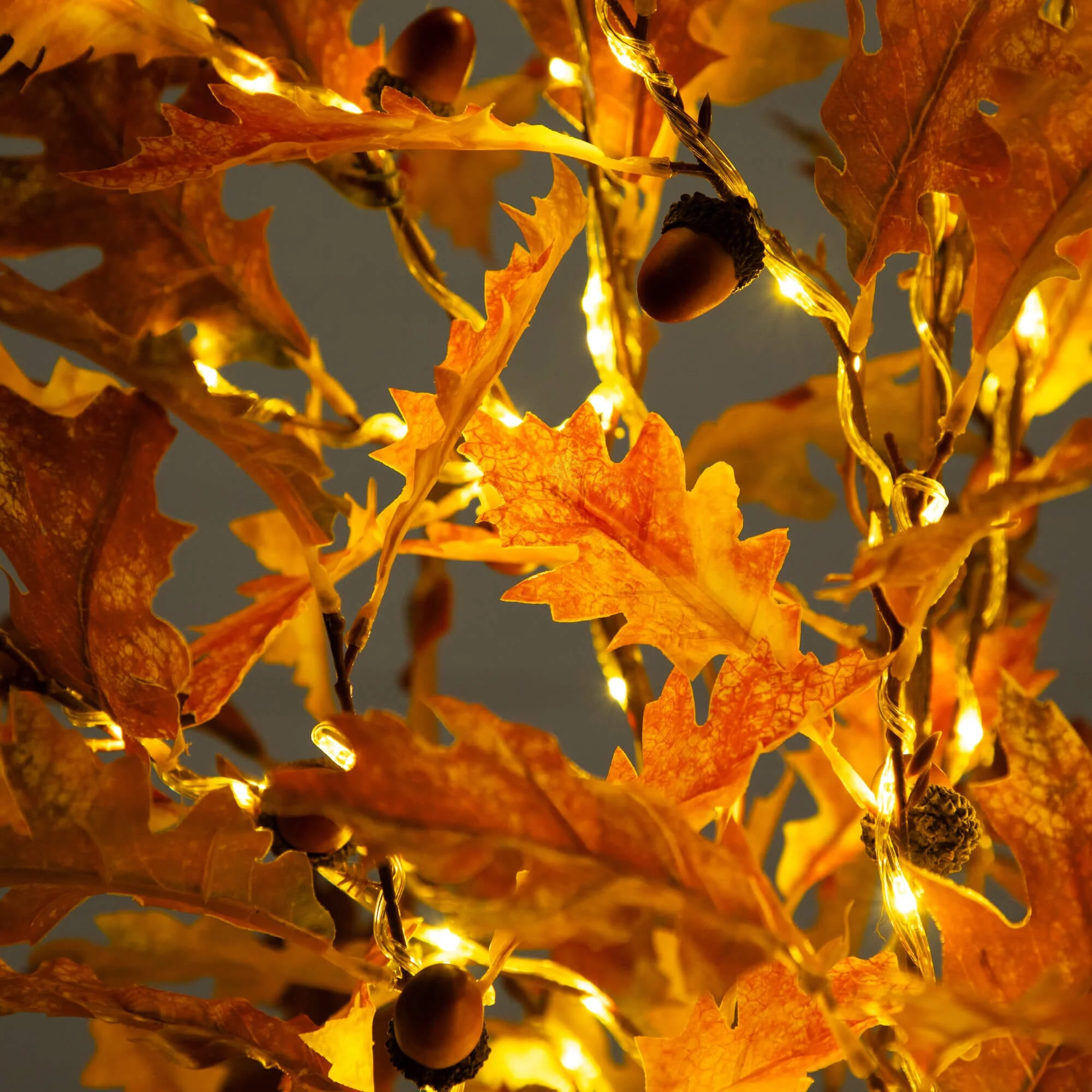 5' Pre-Lit Burnt Orange Autumn Maple Artificial Fall Tree with 240 Warm White LED Lights - Image 4