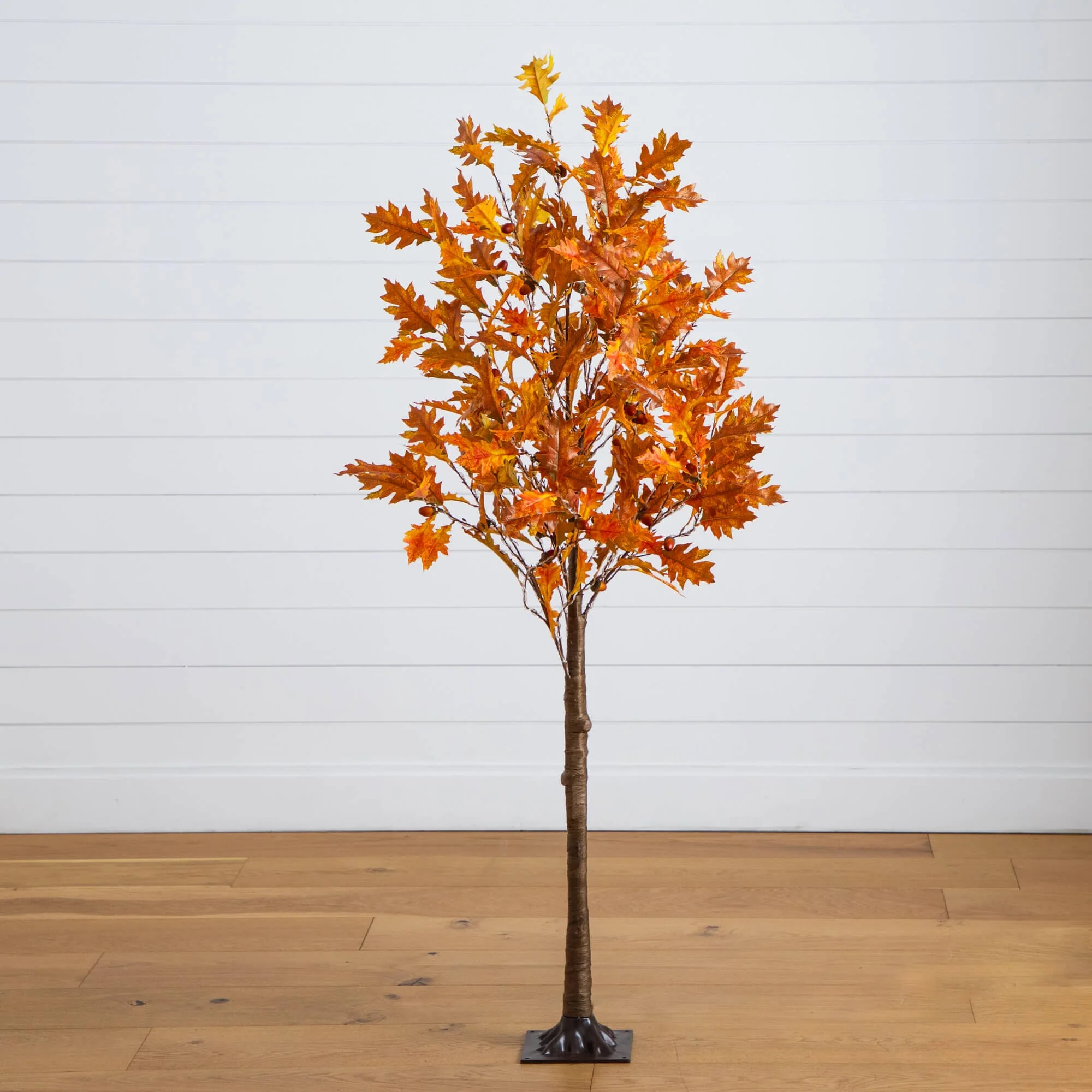 5' Pre-Lit Burnt Orange Autumn Maple Artificial Fall Tree with 240 Warm White LED Lights - Image 6