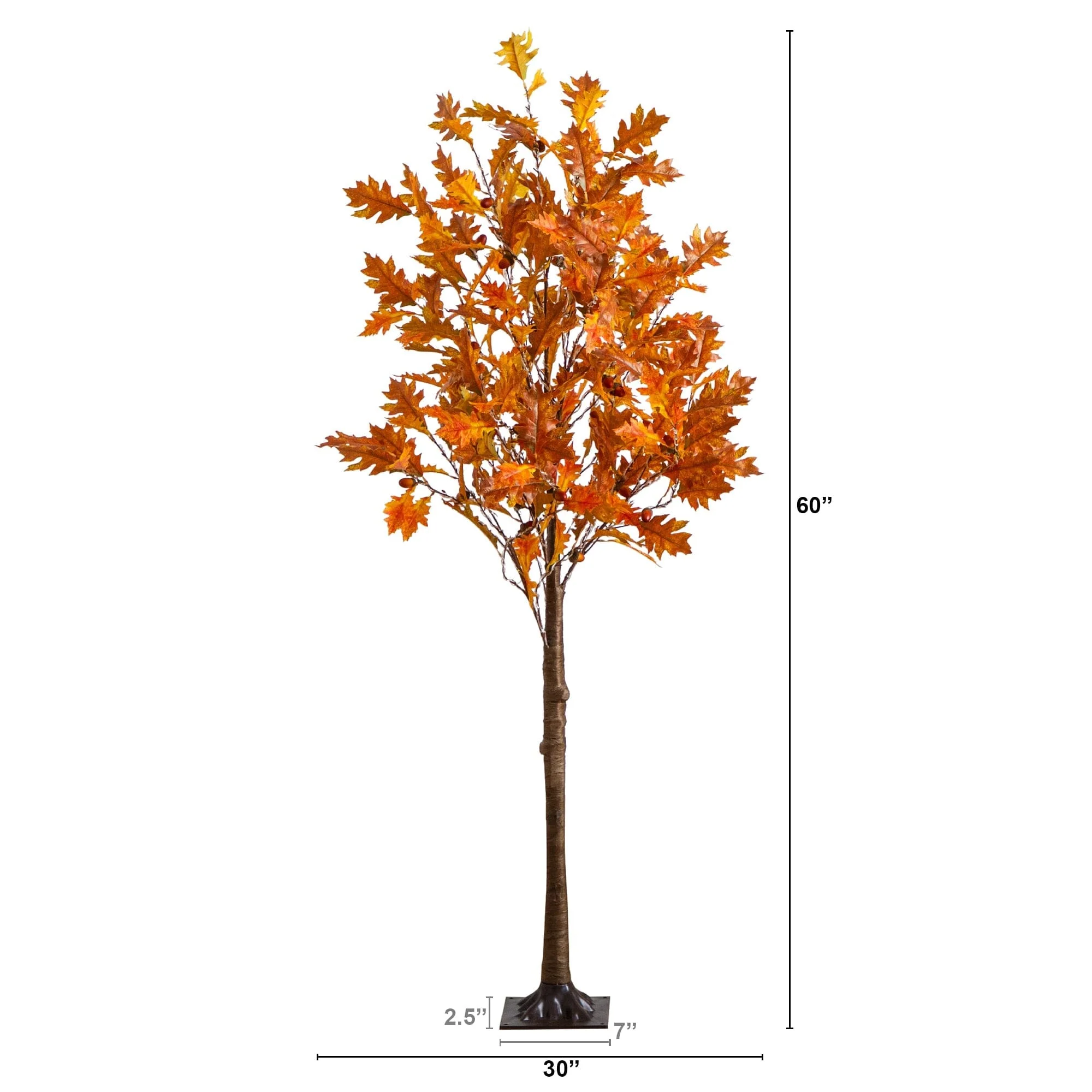 5' Pre-Lit Burnt Orange Autumn Maple Artificial Fall Tree with 240 Warm White LED Lights - Image 8
