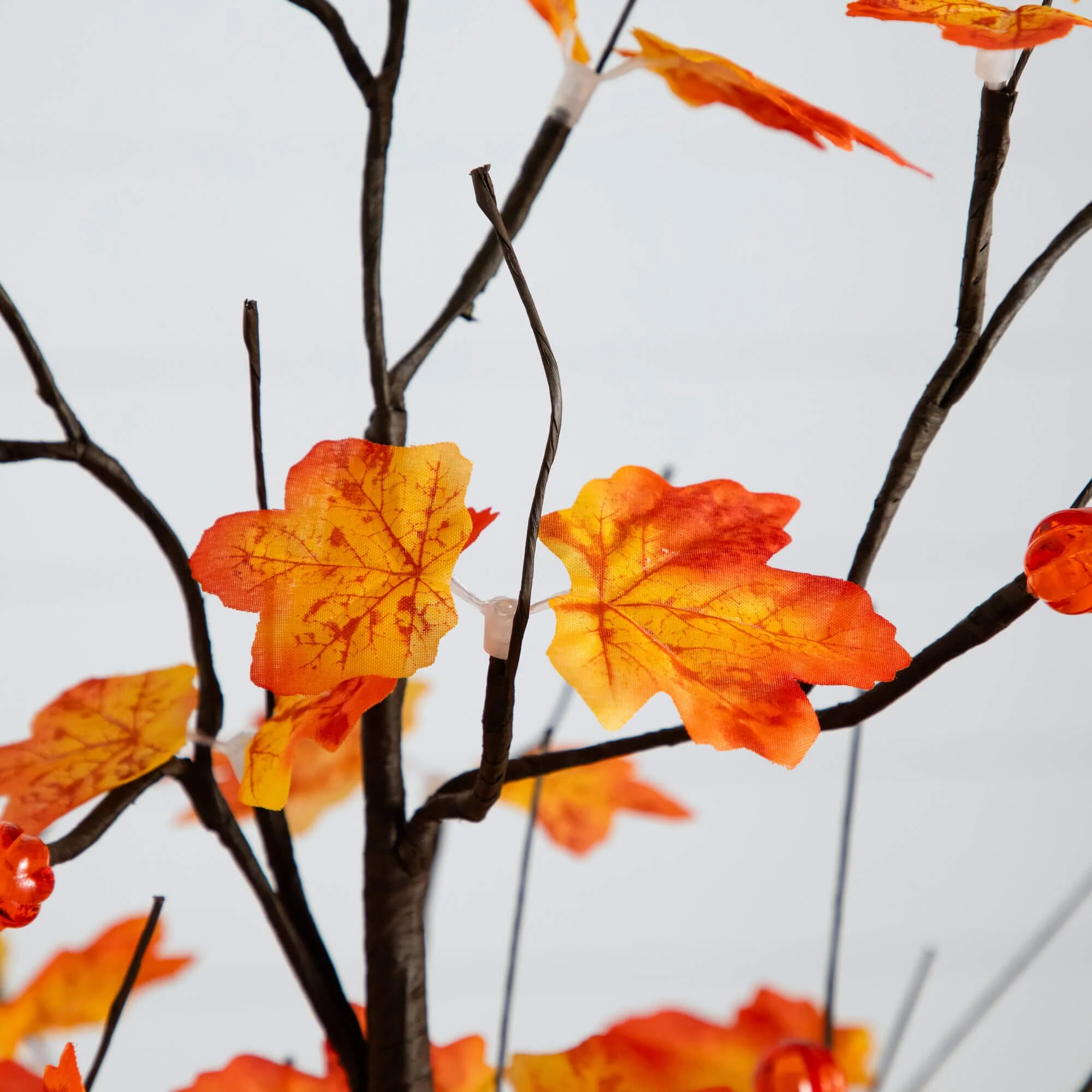 5' Pre-Lit Minimalist Autumn Maple Artificial Fall Tree with 96 LED Warm White & Orange Pumpkin Shaped Lights - Image 2