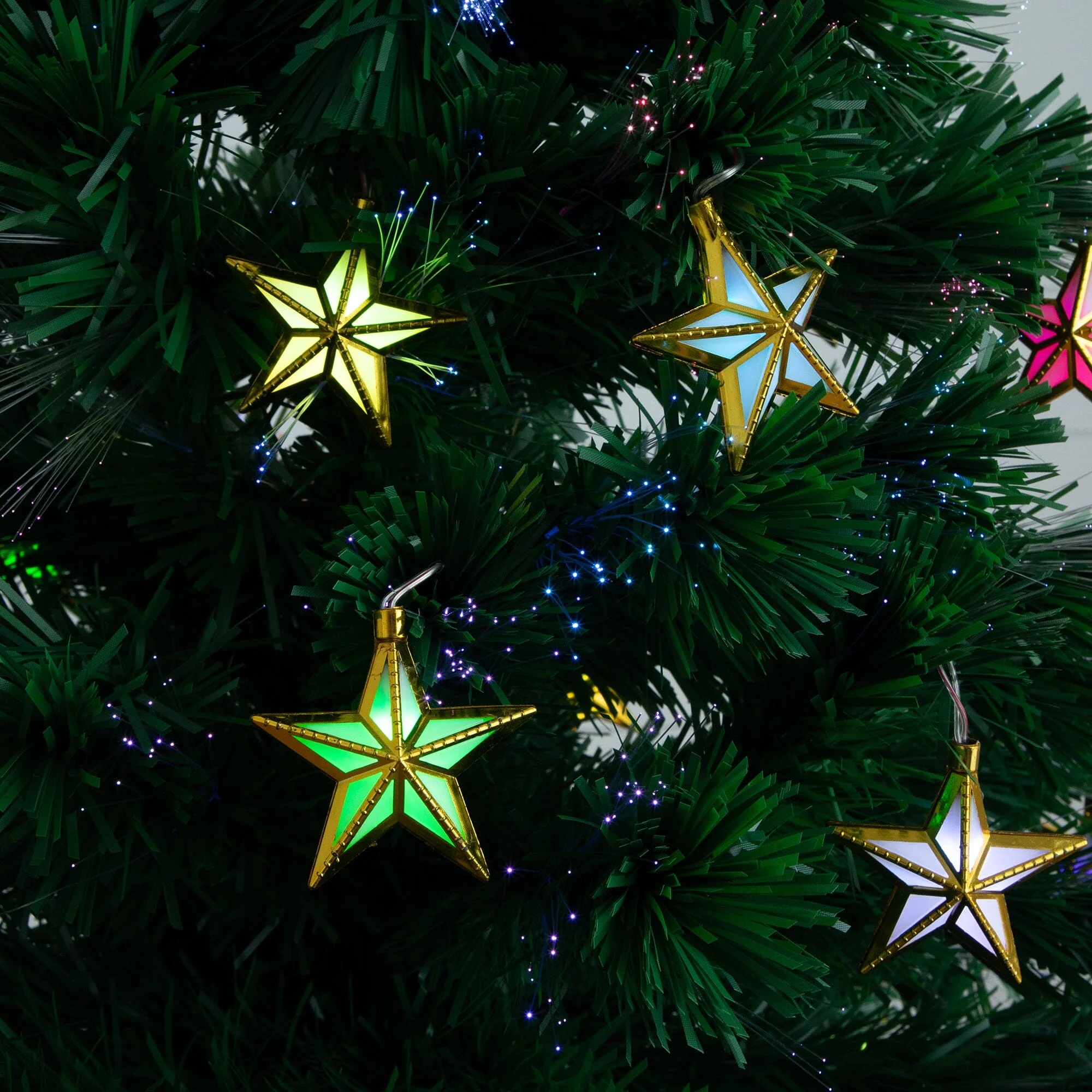 5' Pre-Lit Fiber Optic Artificial Christmas Tree with 60 Colorful Star-Shaped LED Lights - Image 3