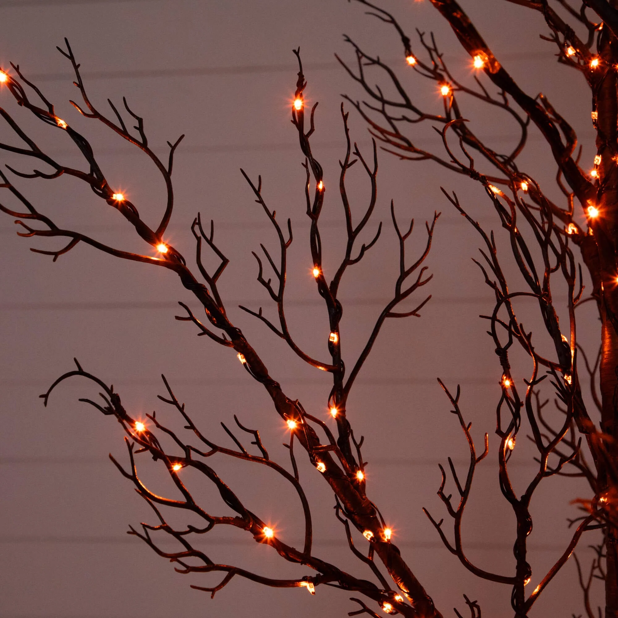 5' Pre-Lit Halloween Minimalist Twig Artificial Fall Tree with 240 Orange & Purple LED Lights - Image 2