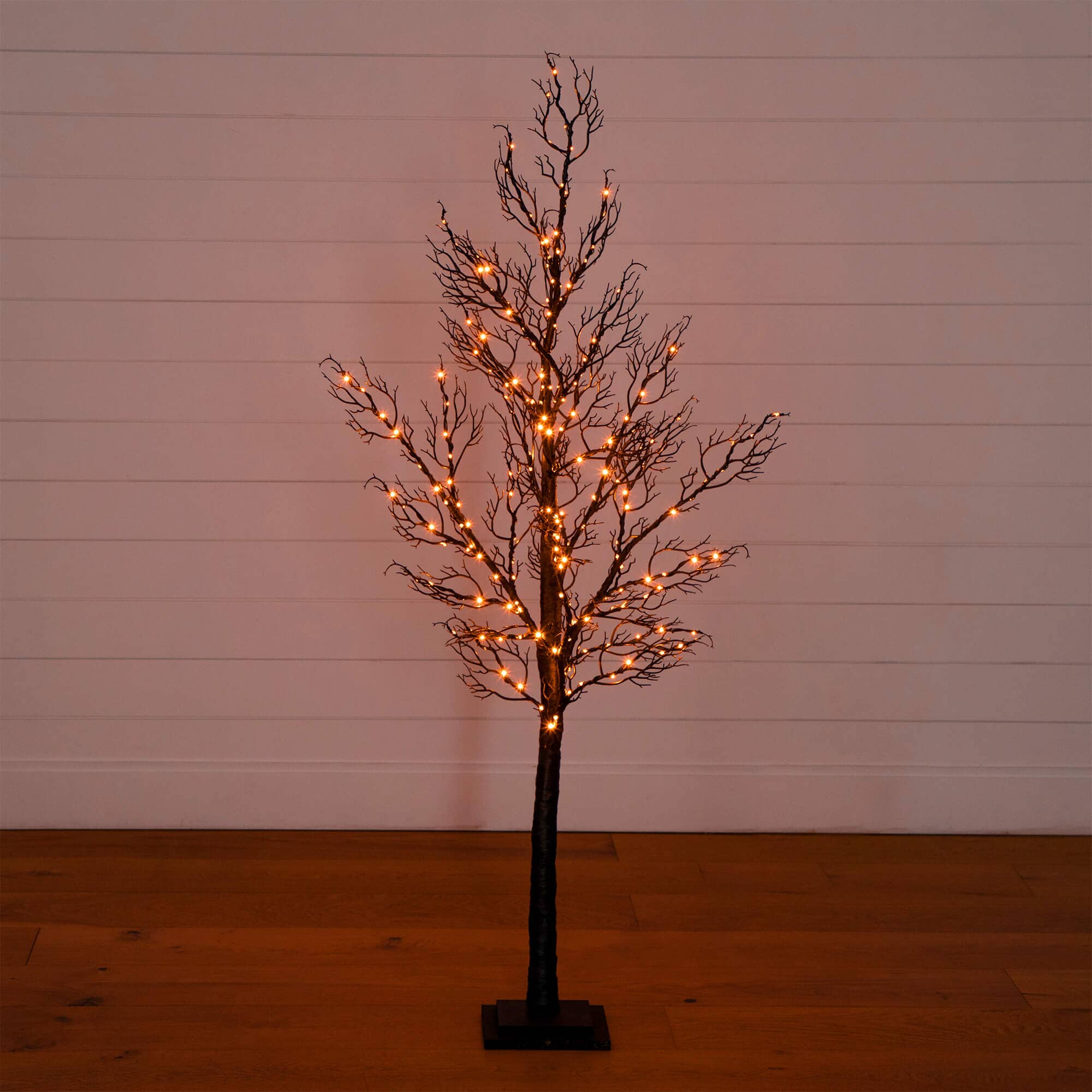 5' Pre-Lit Halloween Minimalist Twig Artificial Fall Tree with 240 Orange & Purple LED Lights - Image 3
