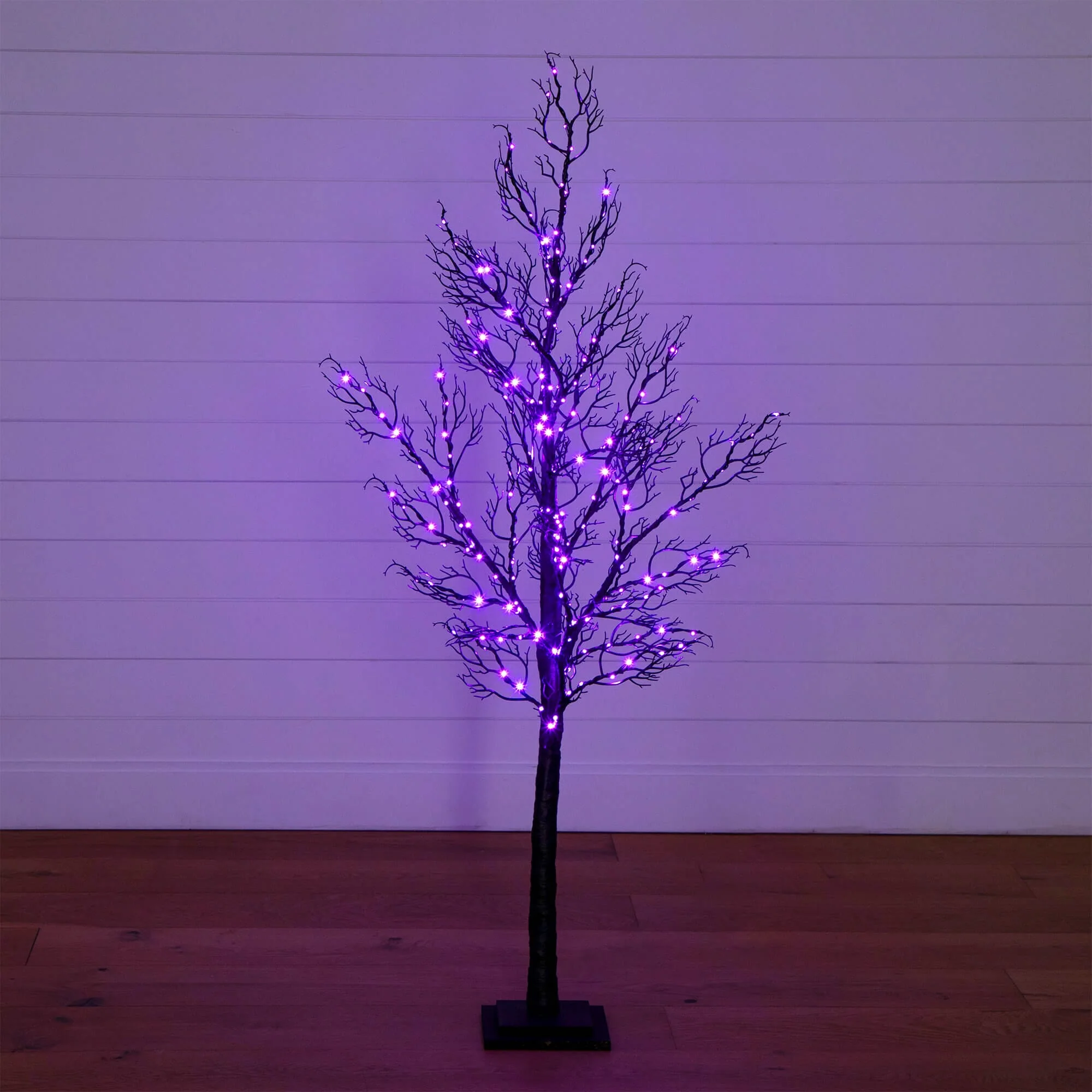5' Pre-Lit Halloween Minimalist Twig Artificial Fall Tree with 240 Orange & Purple LED Lights - Image 6