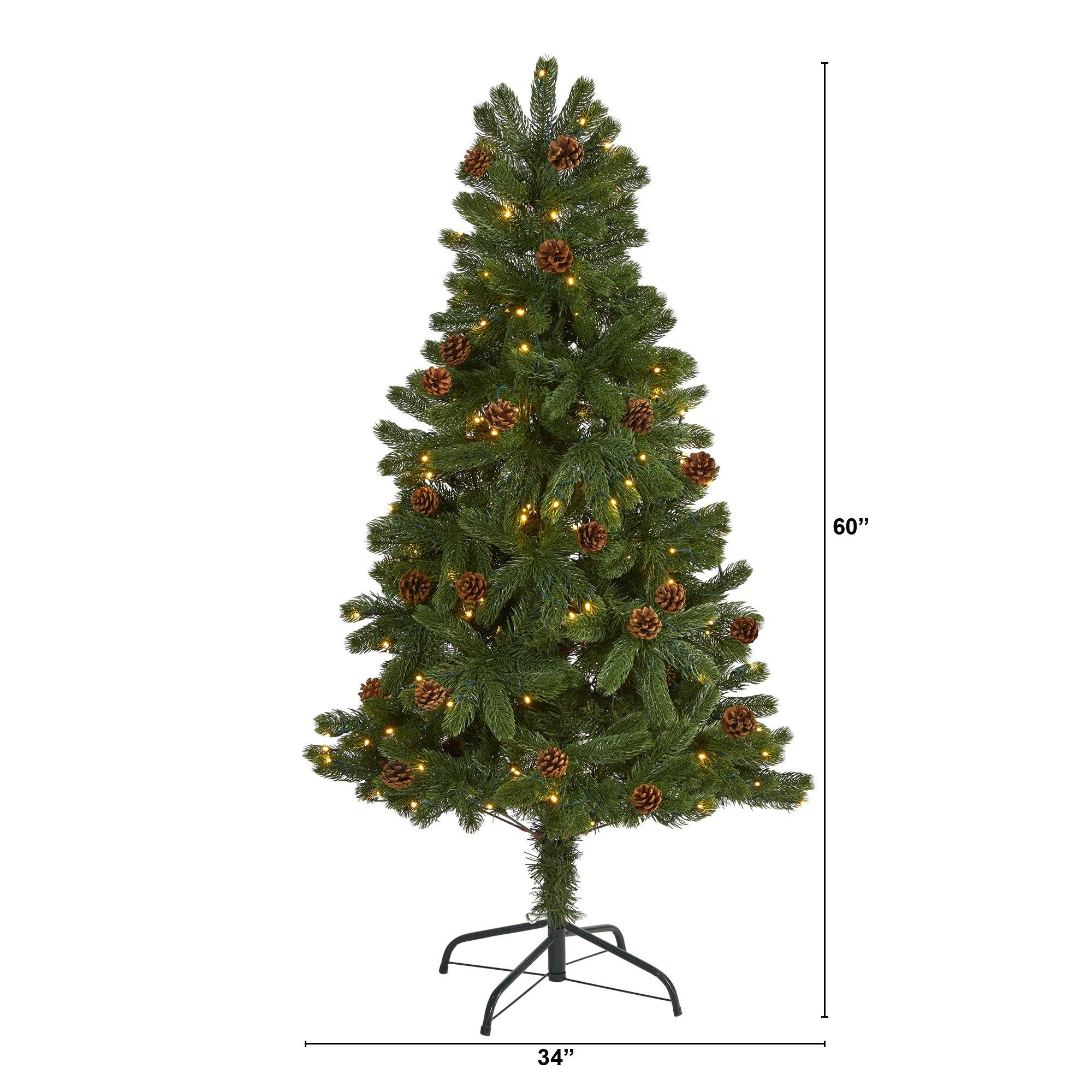5' Rocky Mountain Spruce Artificial Christmas Tree with Pinecones and 100 Clear LED Lights - Image 2