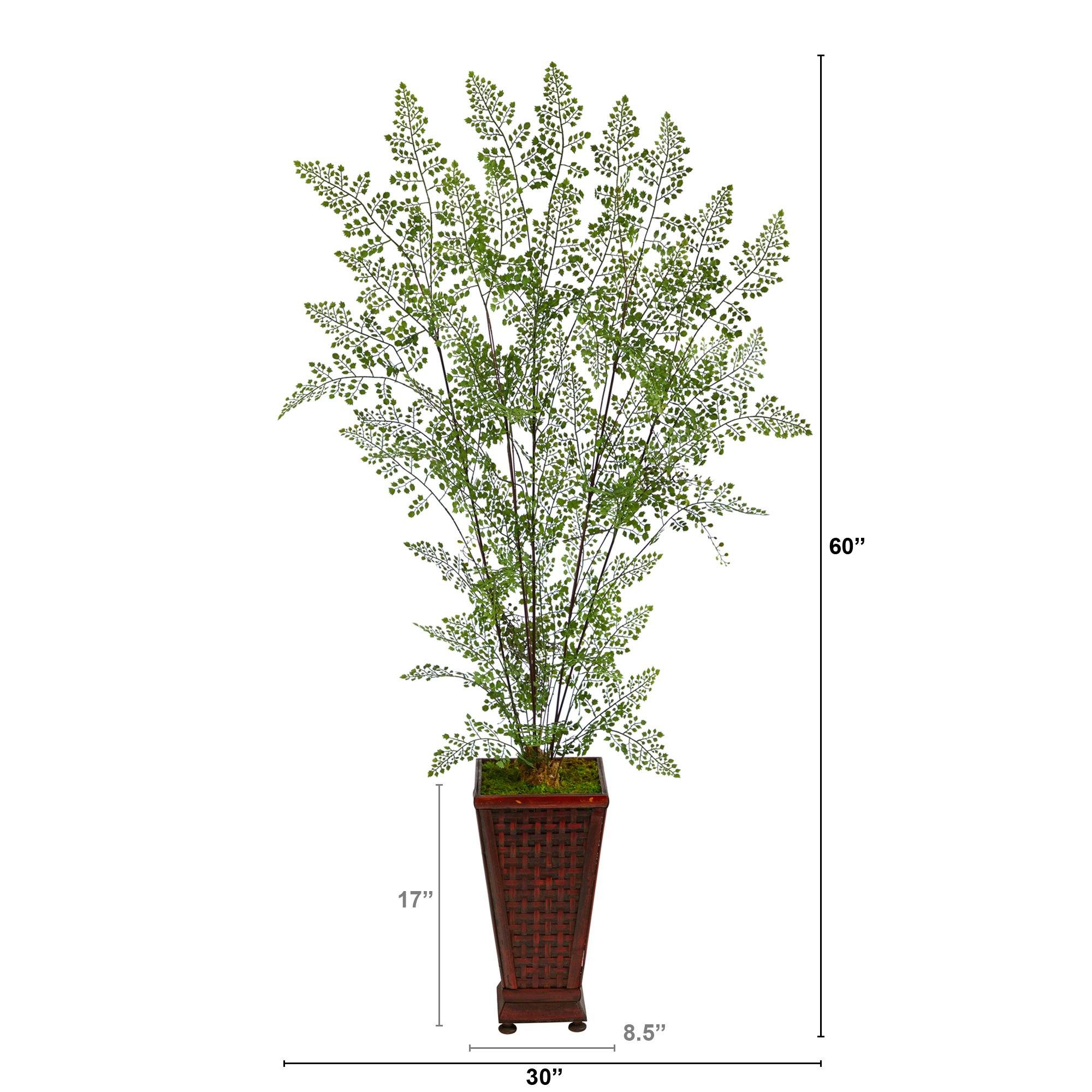5’ Ruffle Fern Artificial Tree in Decorative Planter - Image 2
