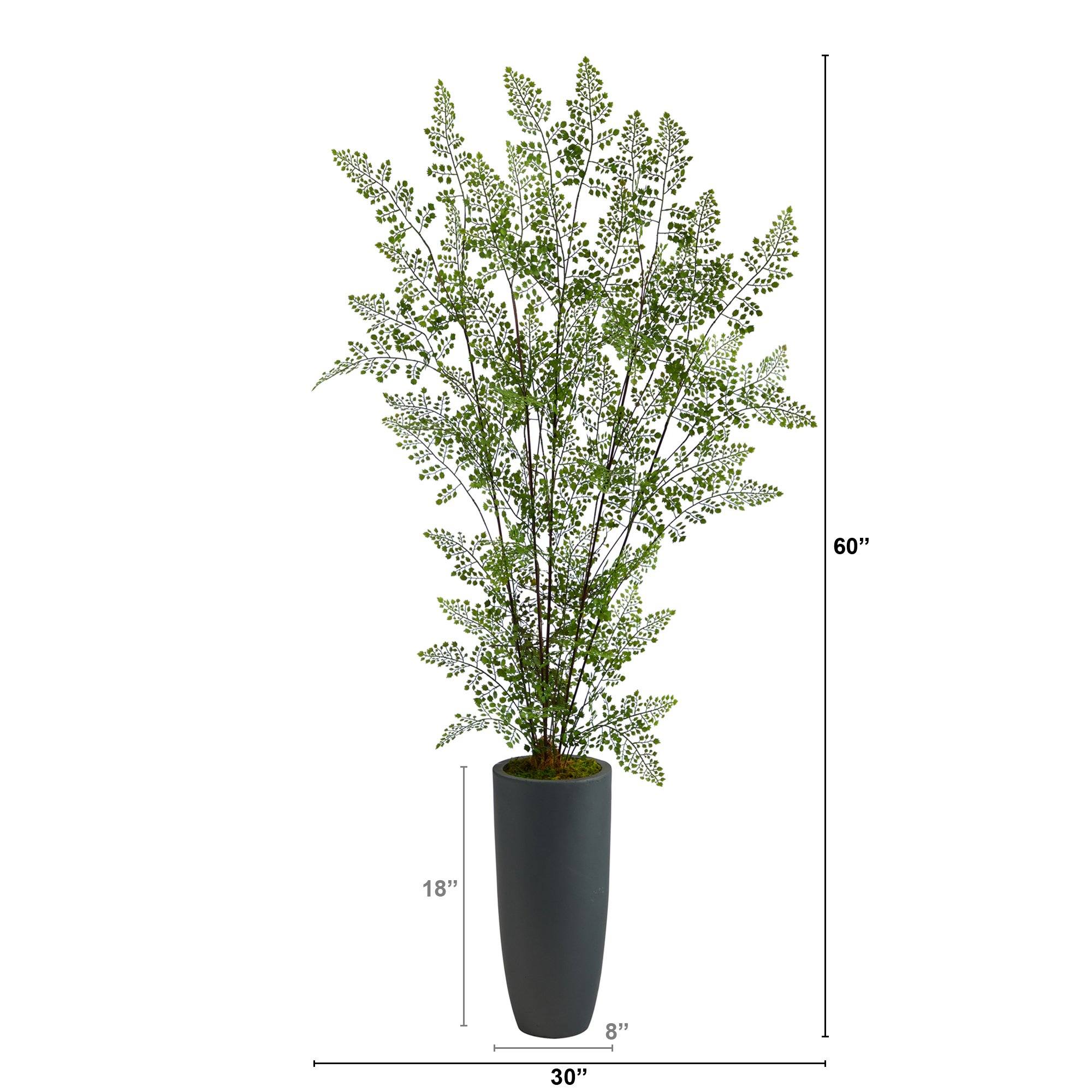 5’ Ruffle Fern Artificial Tree in Gray Planter - Image 2
