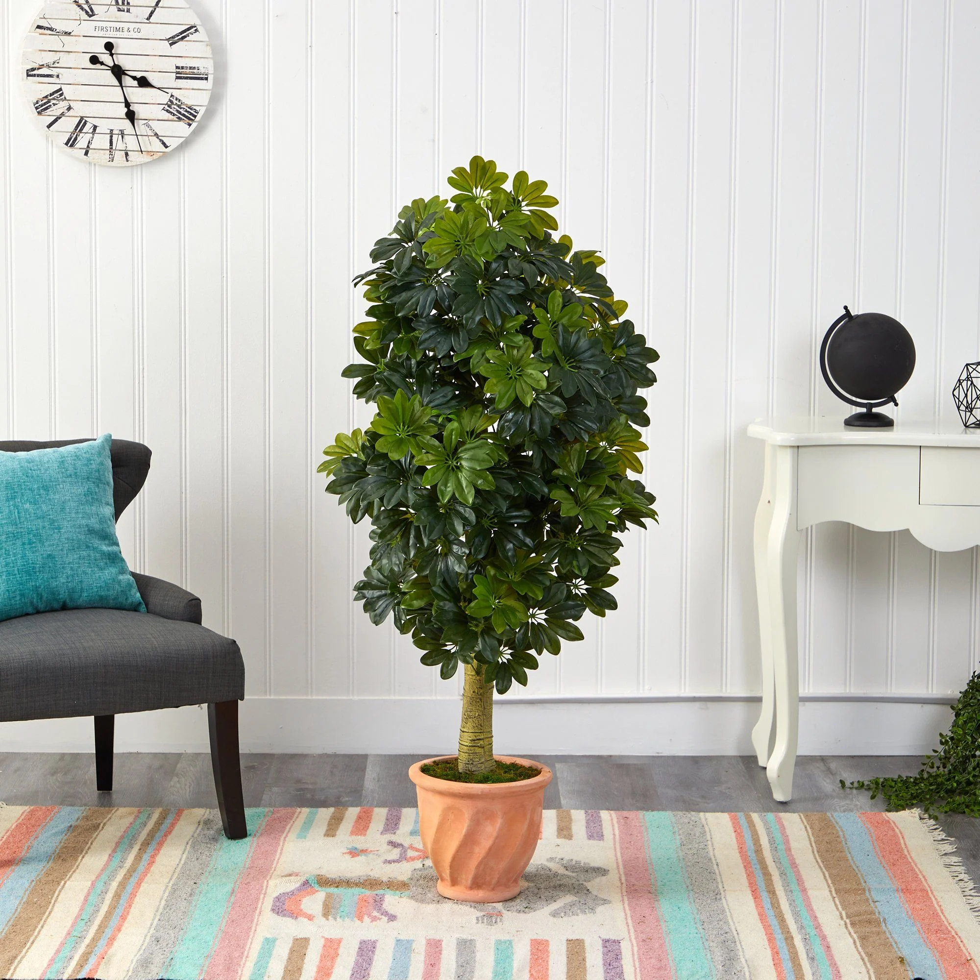5' Schefflera Artificial Tree in Terra-Cotta Planter (Real Touch) - Image 3