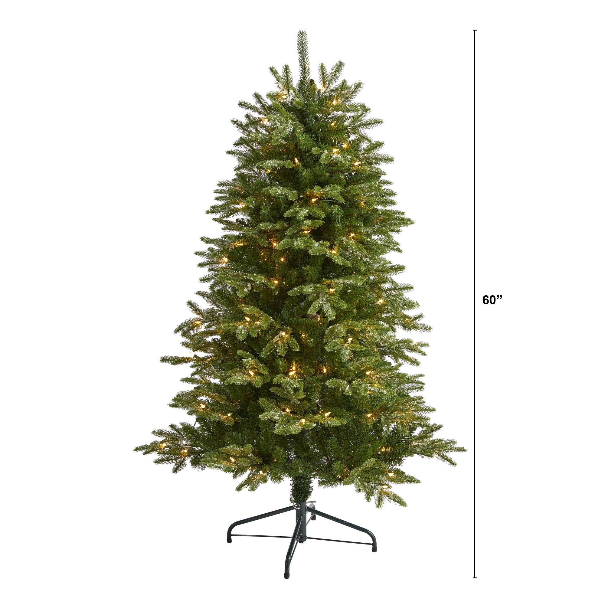 5’ Snowed Grand Teton Artificial Christmas Tree with 150 Clear Lights and 462 Bendable Branches - Image 2