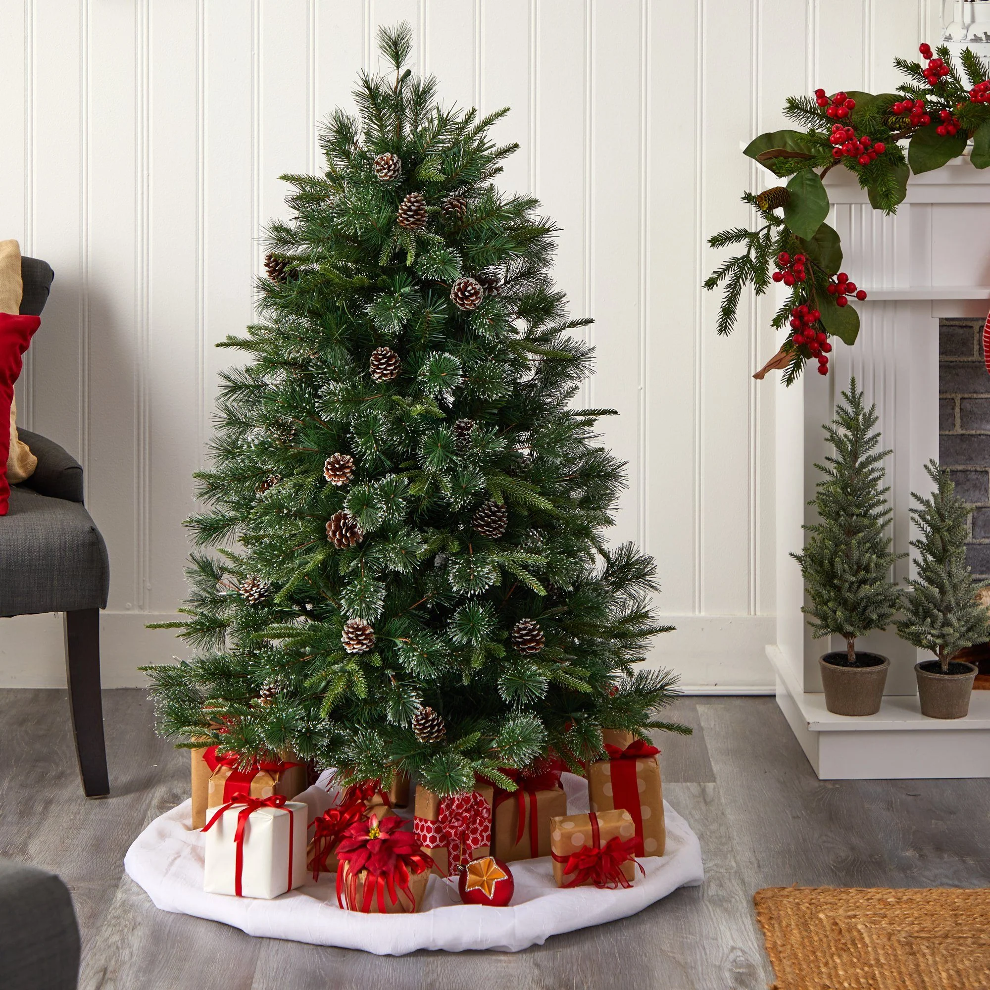 5’ Snowed Tipped Clermont Pine Artificial Christmas Tree - Image 8