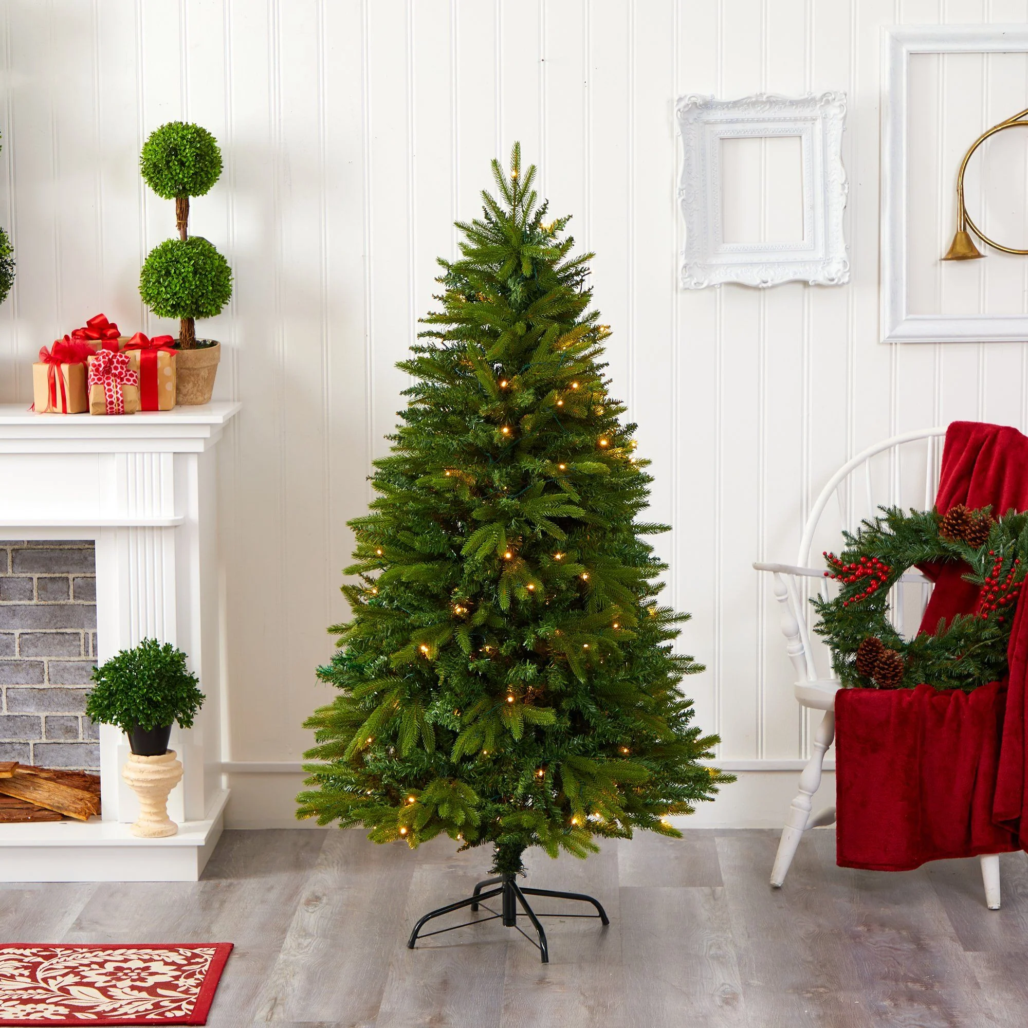 5' Sun Valley Fir Artificial Christmas Tree with 200 Clear LED Lights - Image 7
