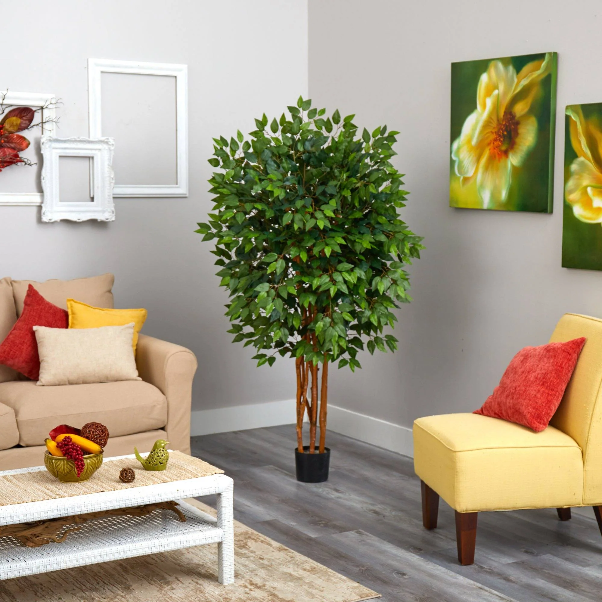 5’ Super Deluxe Ficus Artificial Tree with 2100 Bendable Branches - Image 3