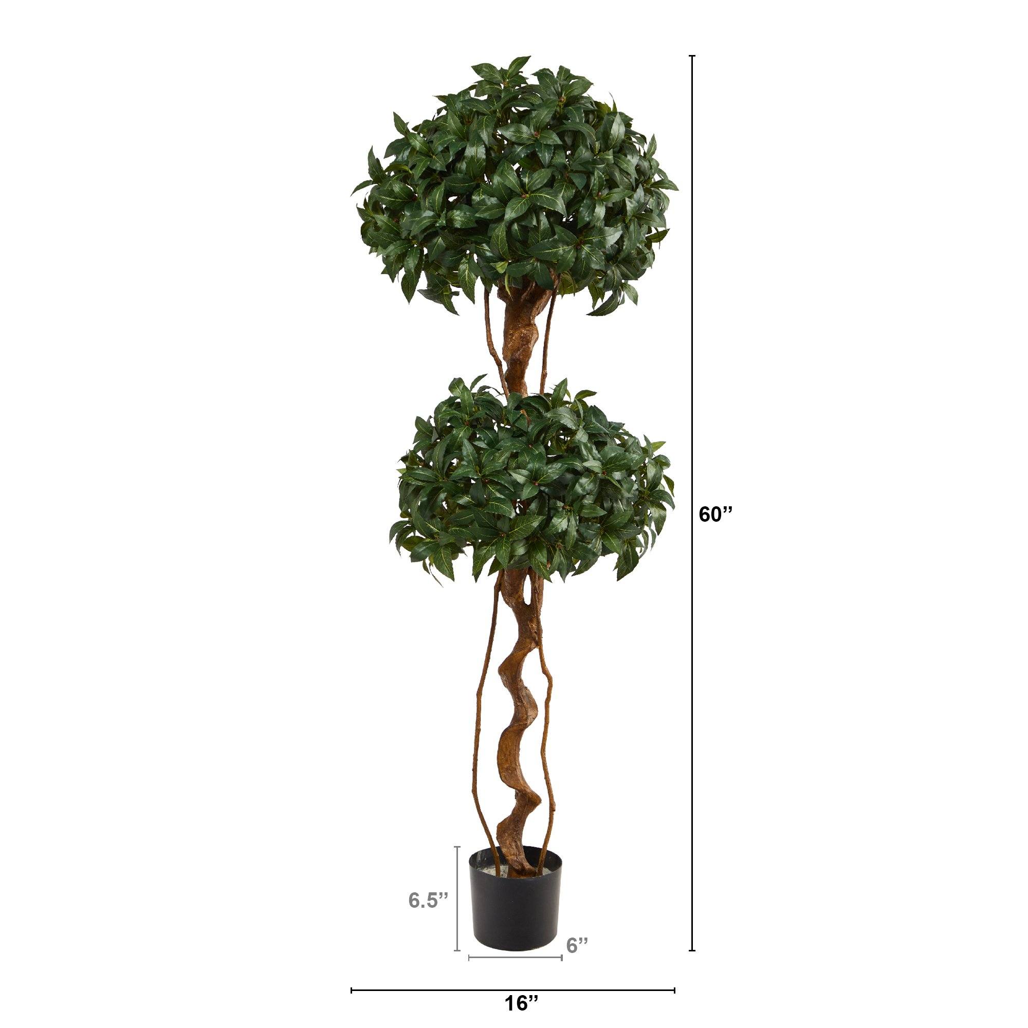 5’ Sweet Bay Double Ball Topiary Artificial Tree - Image 2