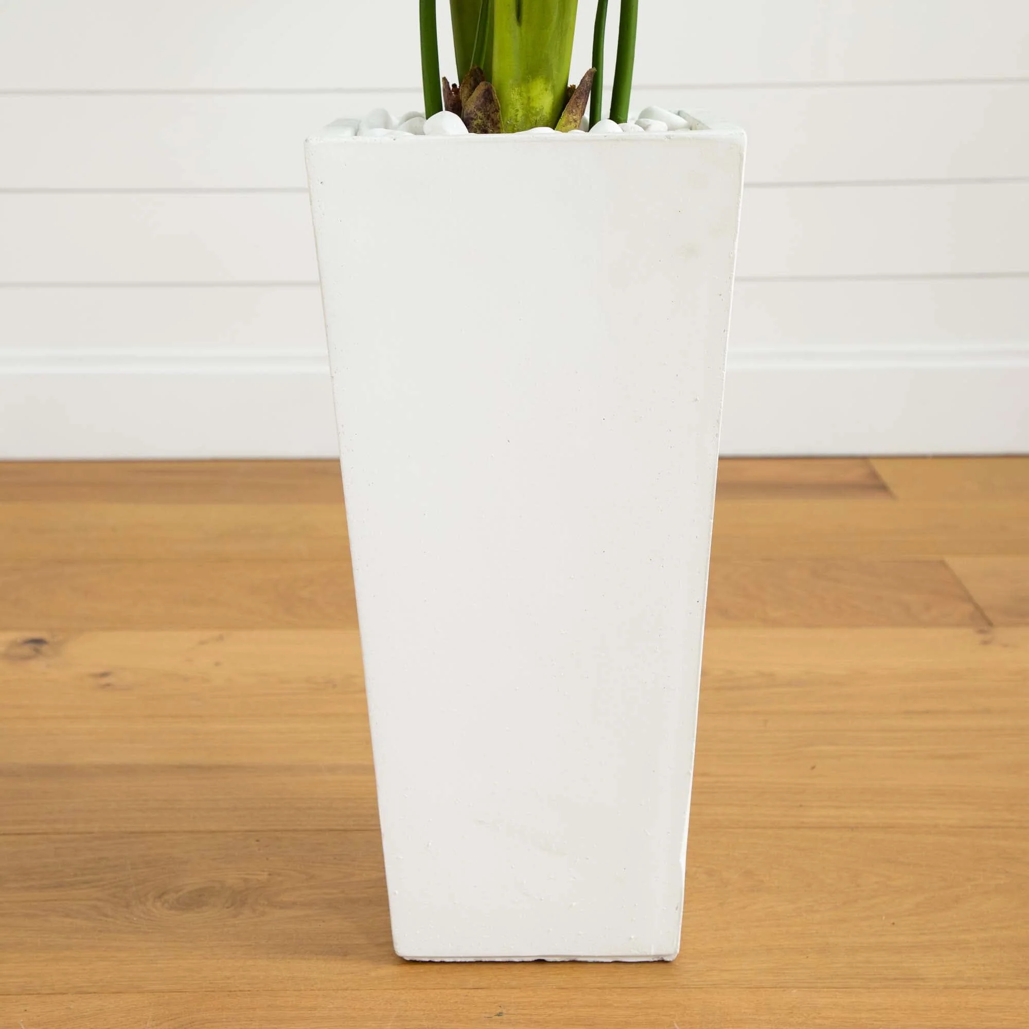 5’ Travelers Palm Artificial Tree in Tall White Planter - Image 3