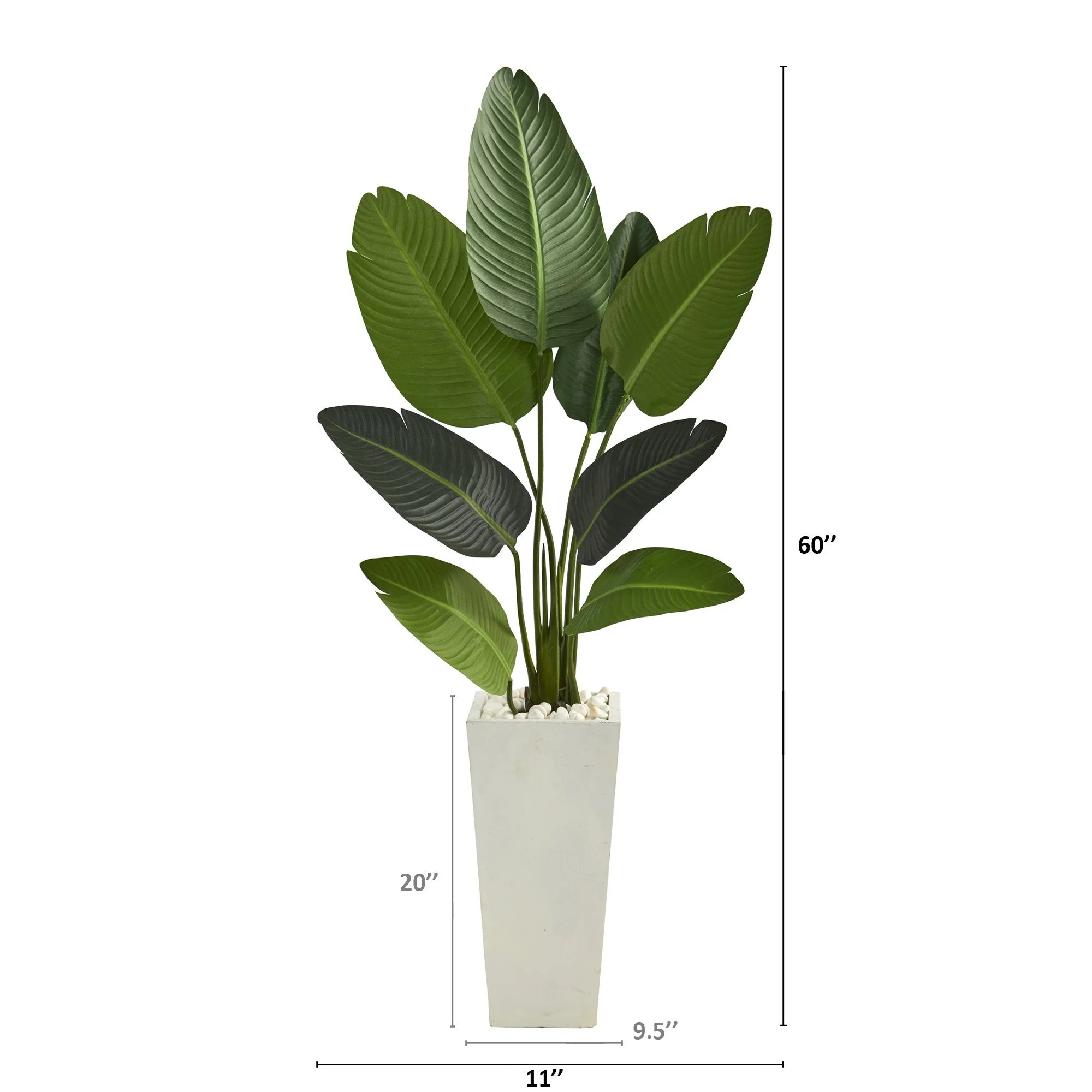 5’ Travelers Palm Artificial Tree in Tall White Planter - Image 6
