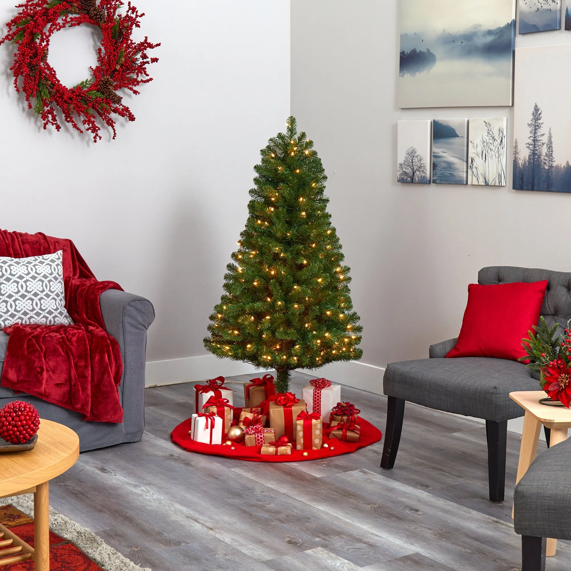 5’ Virginia Fir Artificial Christmas Tree with 200 Clear Lights and 379 Bendable Branches - Image 6