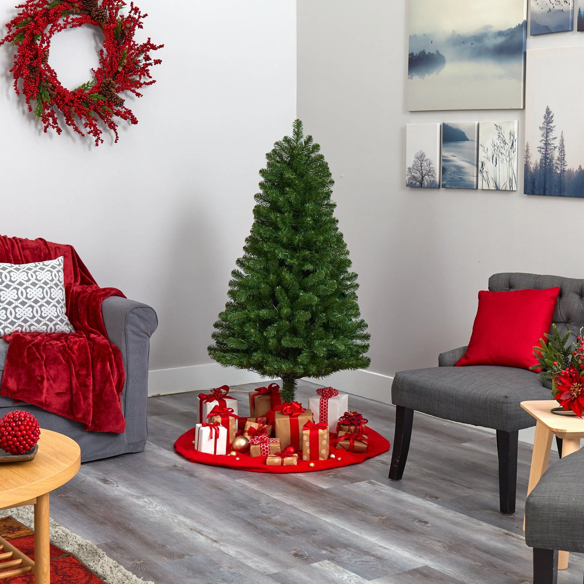 5’ Virginia Fir Artificial Christmas Tree with 200 Clear Lights and 379 Bendable Branches - Image 7