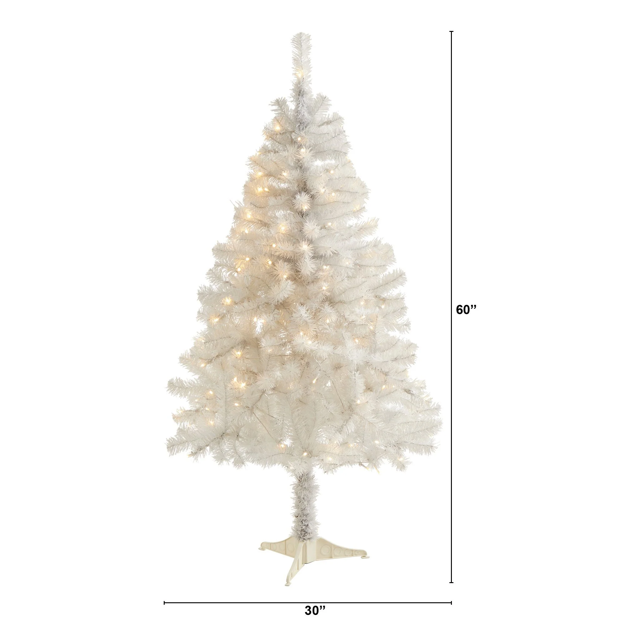 5' White Artificial Christmas Tree with 350 Bendable Branches and 150 Clear LED Lights - Image 2